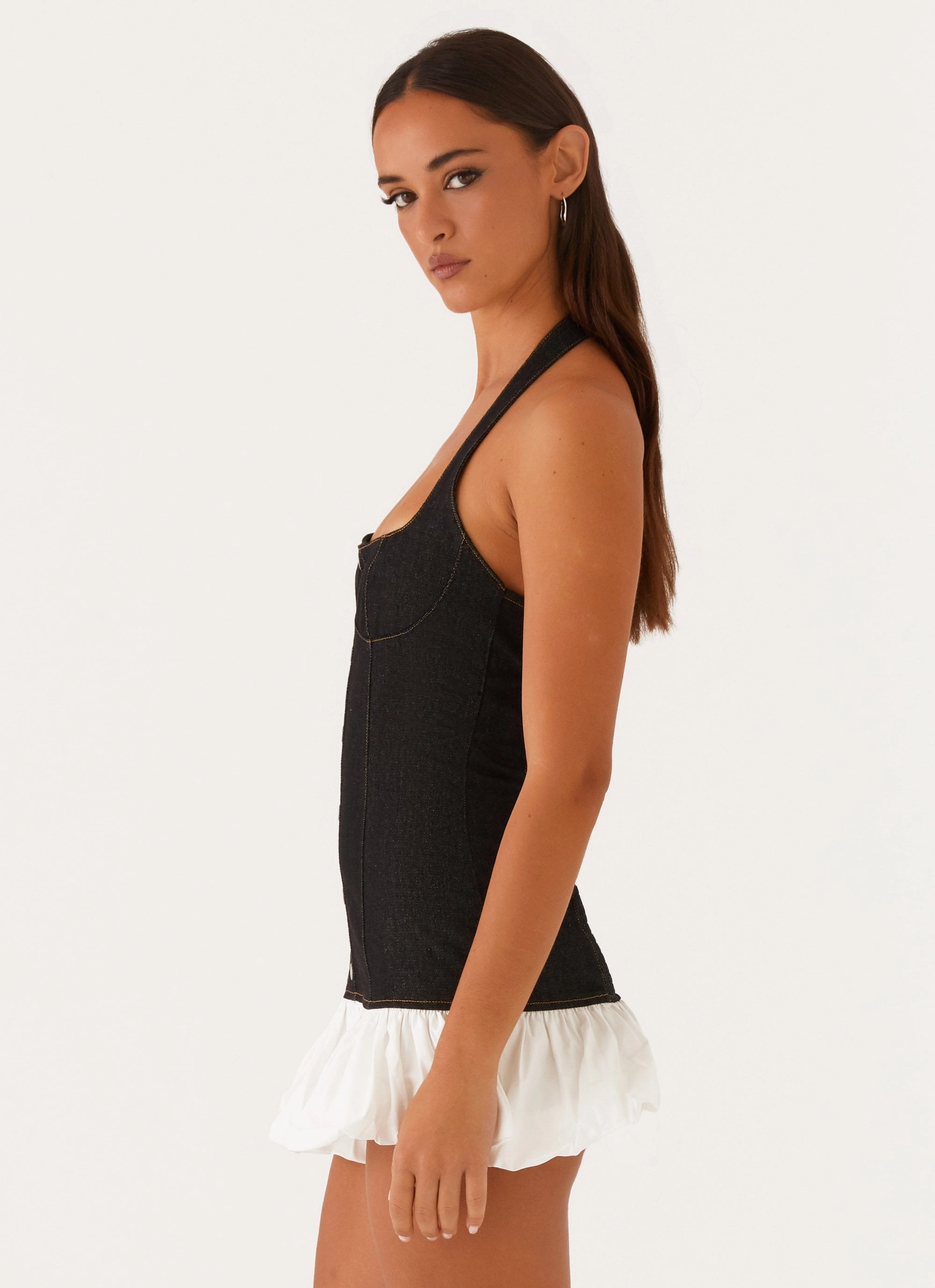 Mood Edge Georgina Denim Mini Dress - Black
