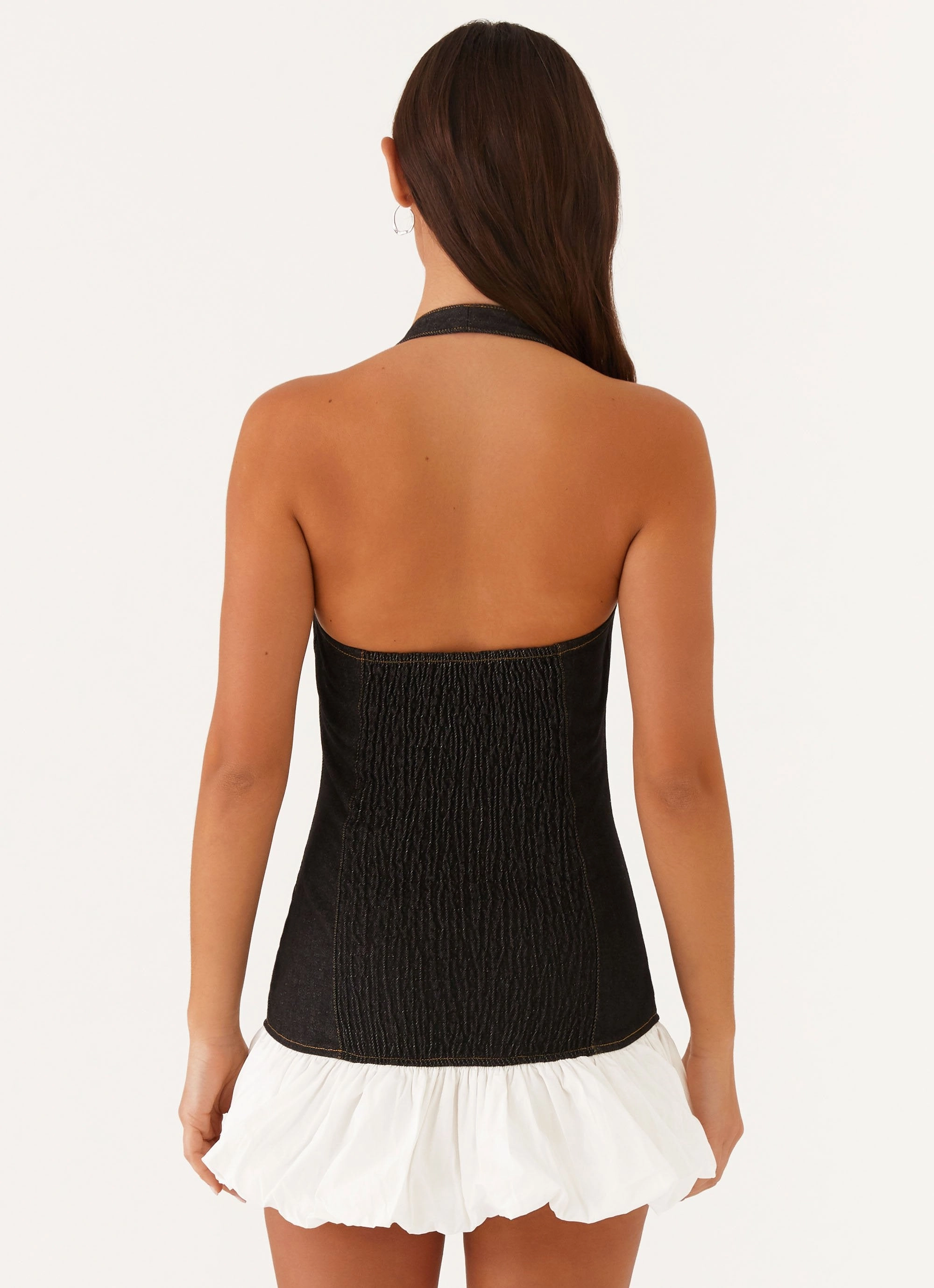Georgina Denim Mini Dress - Black Elegant formal piece Urban Ready