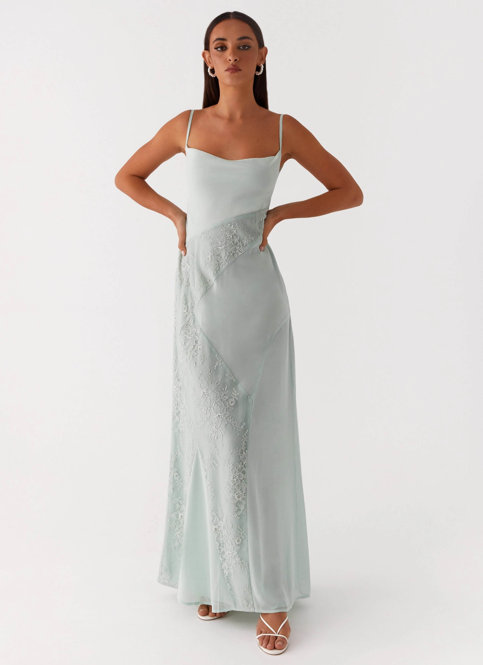 Gabriana Maxi Dress - Sage Smooth Design Edgy Look