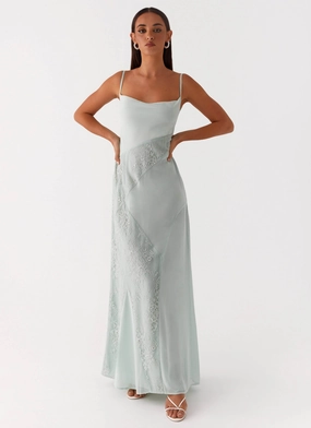 Gabriana Maxi Dress - Sage Smooth Design Edgy Look