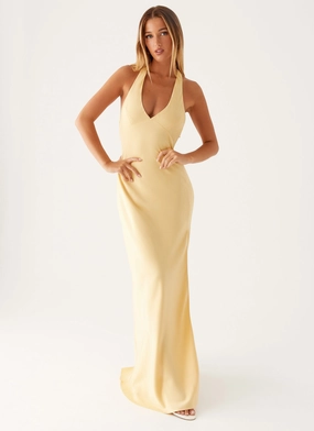 Refined Feel Waist Seam Angie Maxi Dress - Yellow