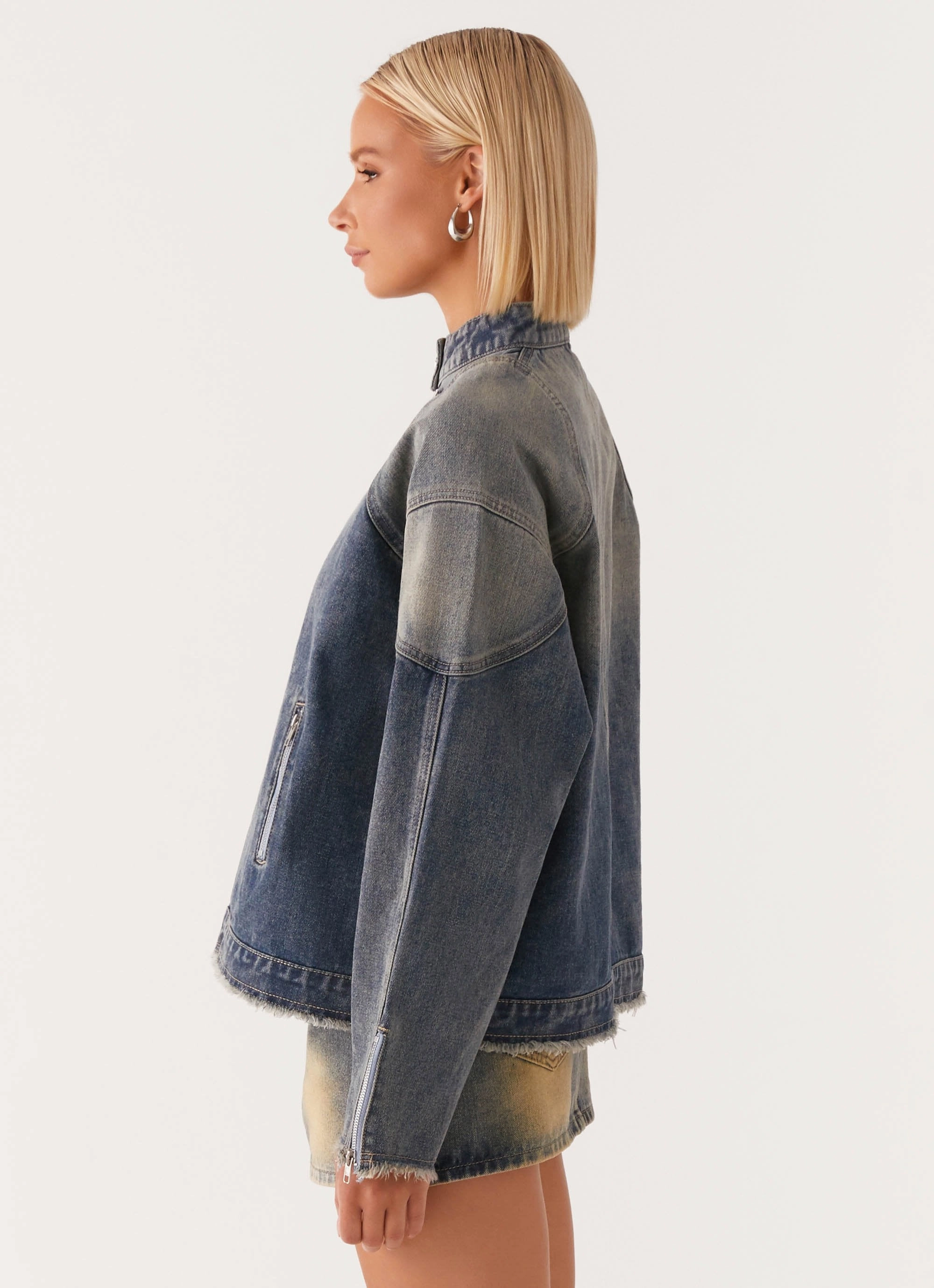 Not Like Us Denim Jacket - Vintage Timeless Piece Sleek Utility