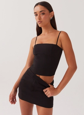 Stretchy Material Eliana Suit Mini Skirt - Black