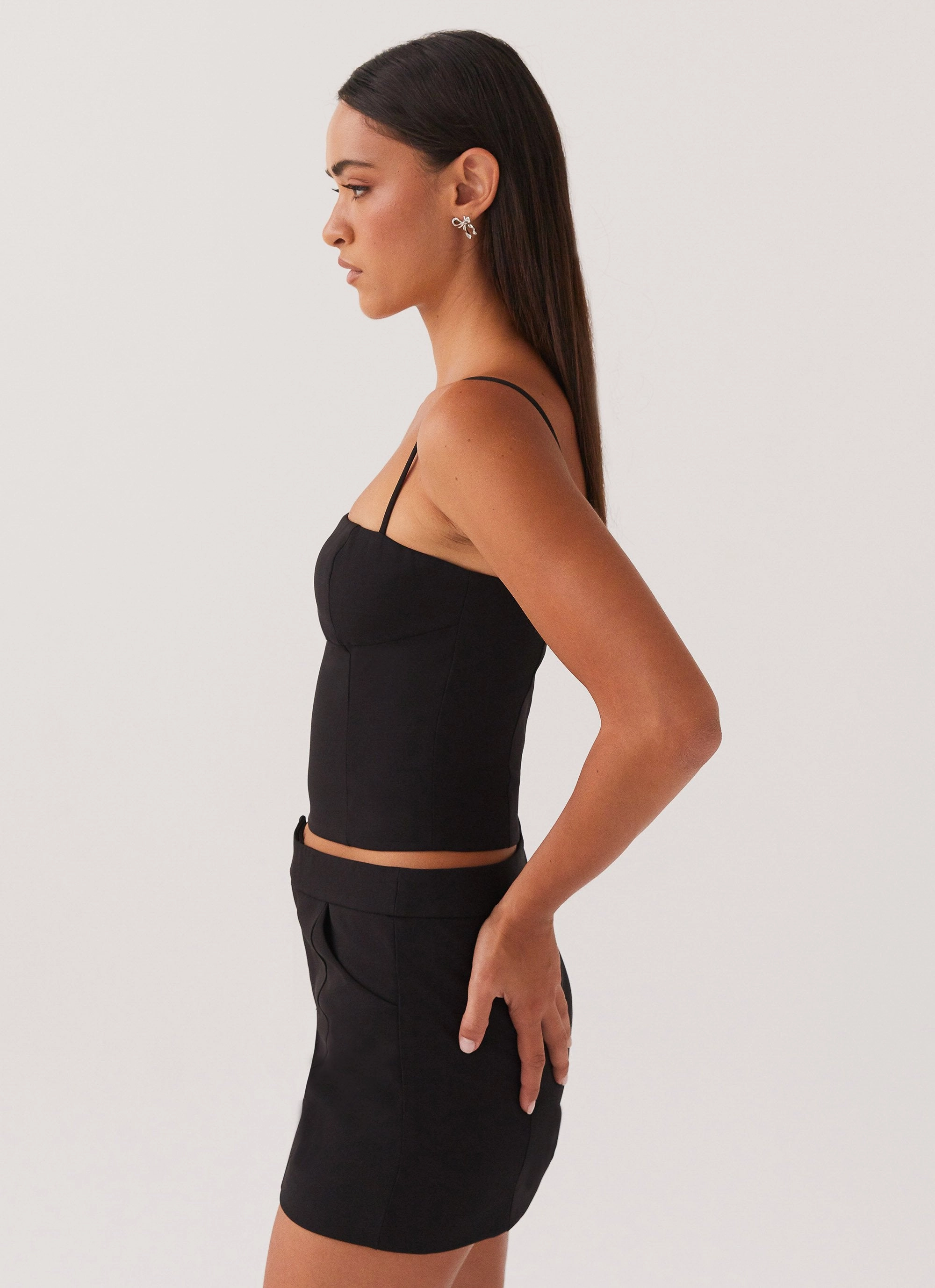 Eliana Suit Mini Skirt - Black ElasticCuffs