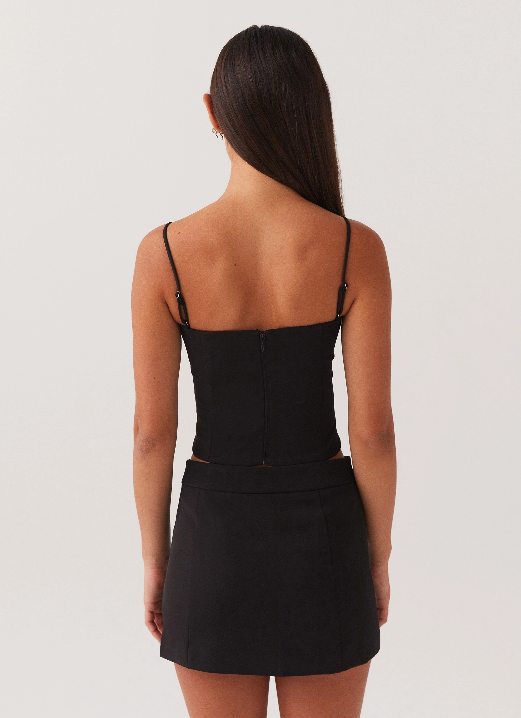 Eliana Suit Mini Skirt - Black Functional Stretch Snug Waist