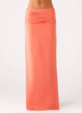 Elisabetta Maxi Skirt - Coral AbrasionResistant Breathable Wearable