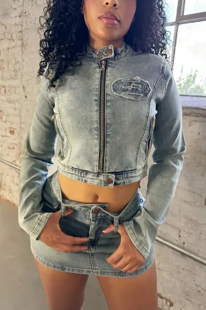 Elise Vintage Wash 23 Patch Denim Jacket