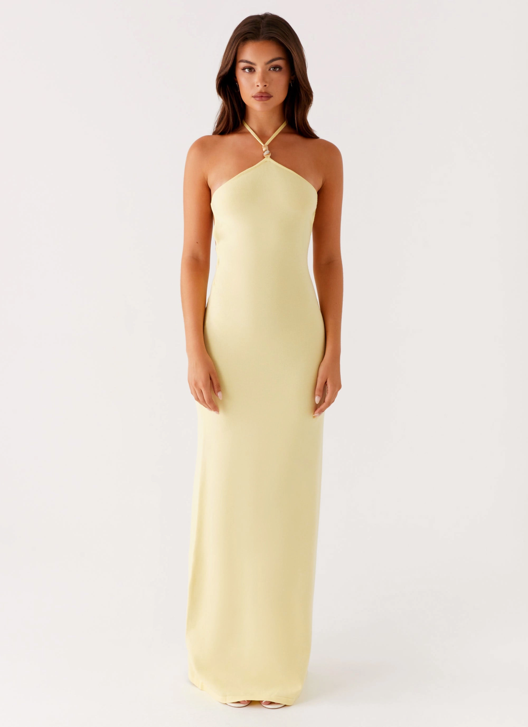 Comfy Style Floor-Length Elisha Knit Maxi Dress - Yellow