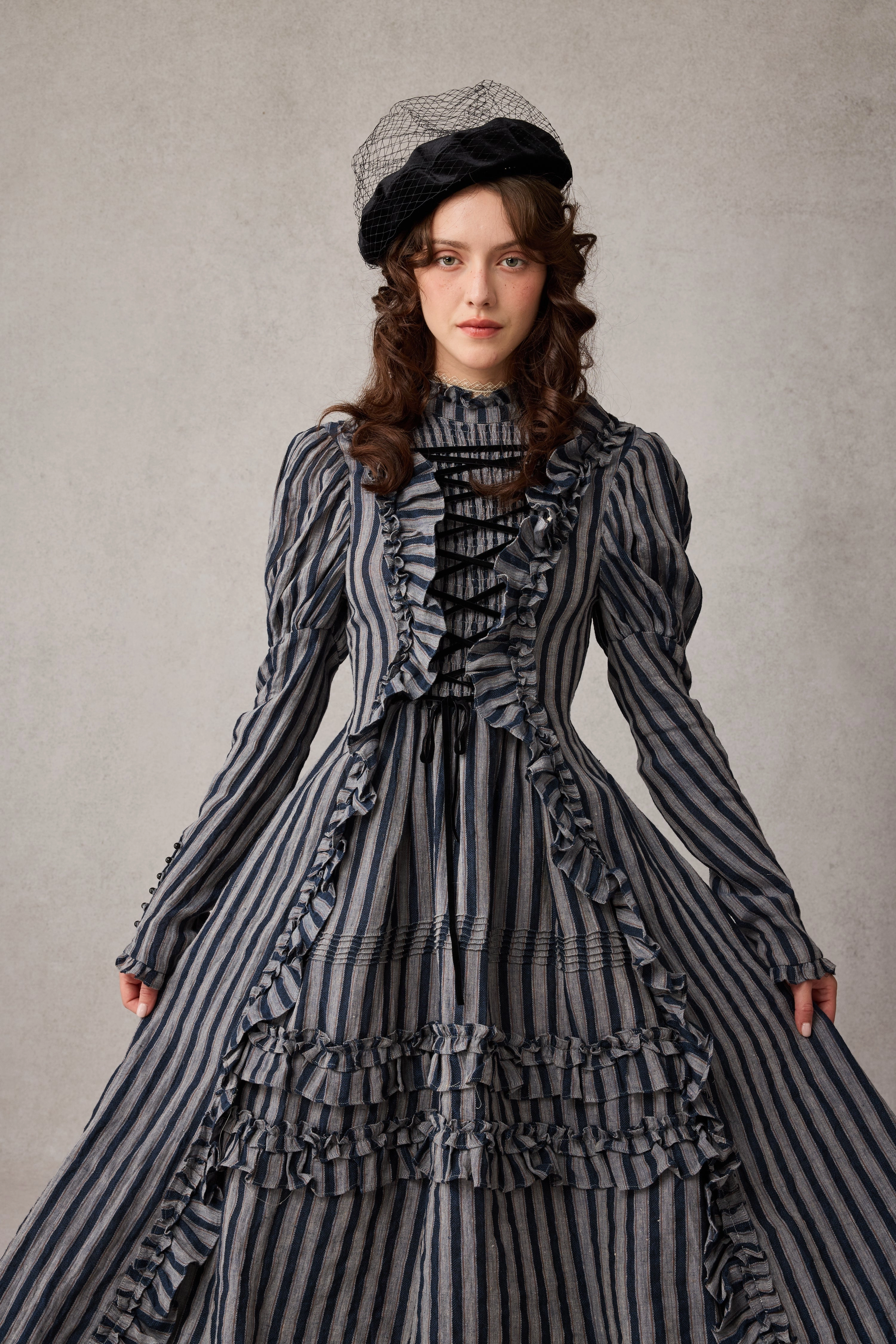 Reflective Trim Details UltraSoft Lining Elizabeth 15 | Victorian Linen Dress