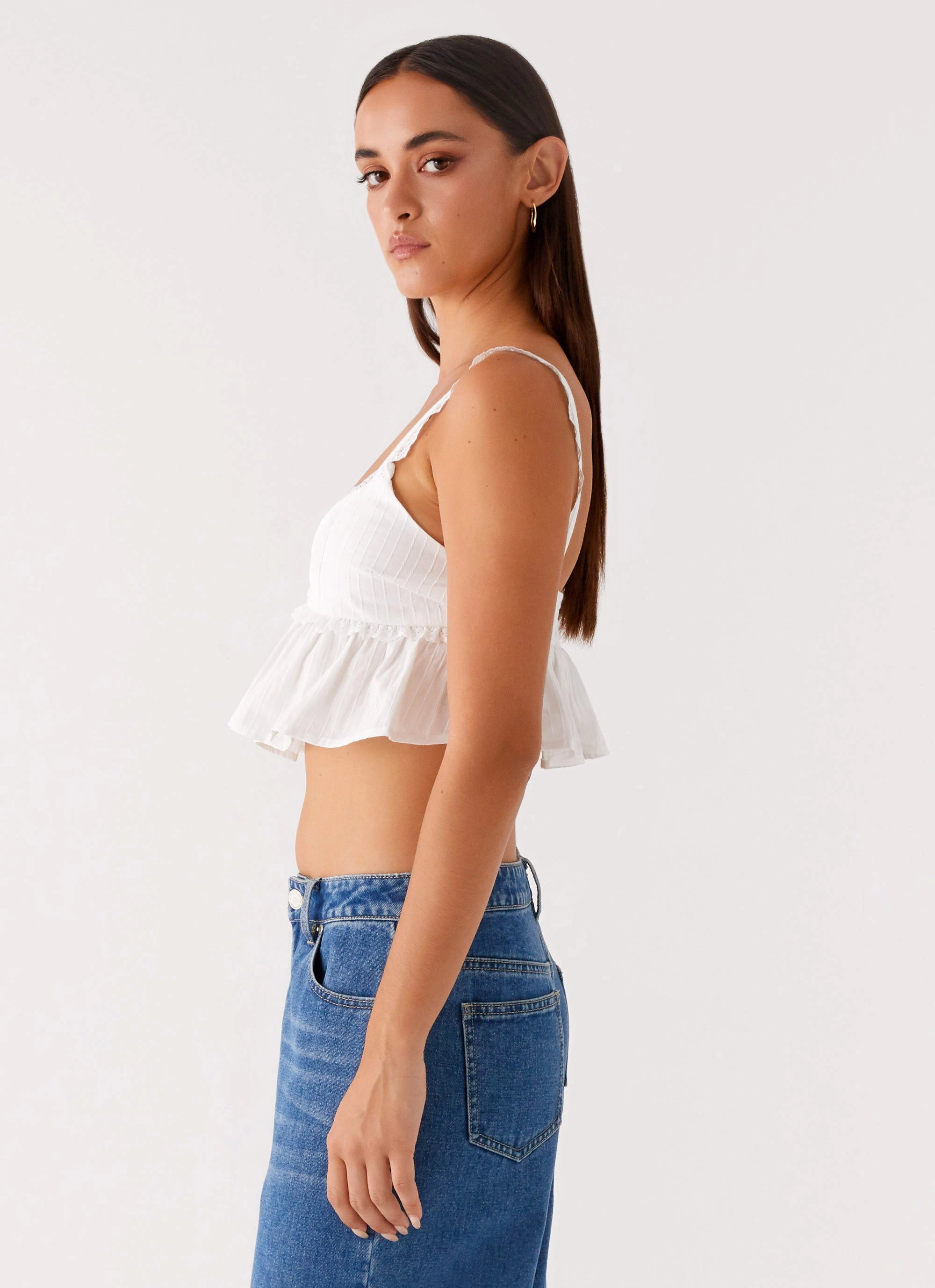 RibbedTexture Elliana Cami Top - White