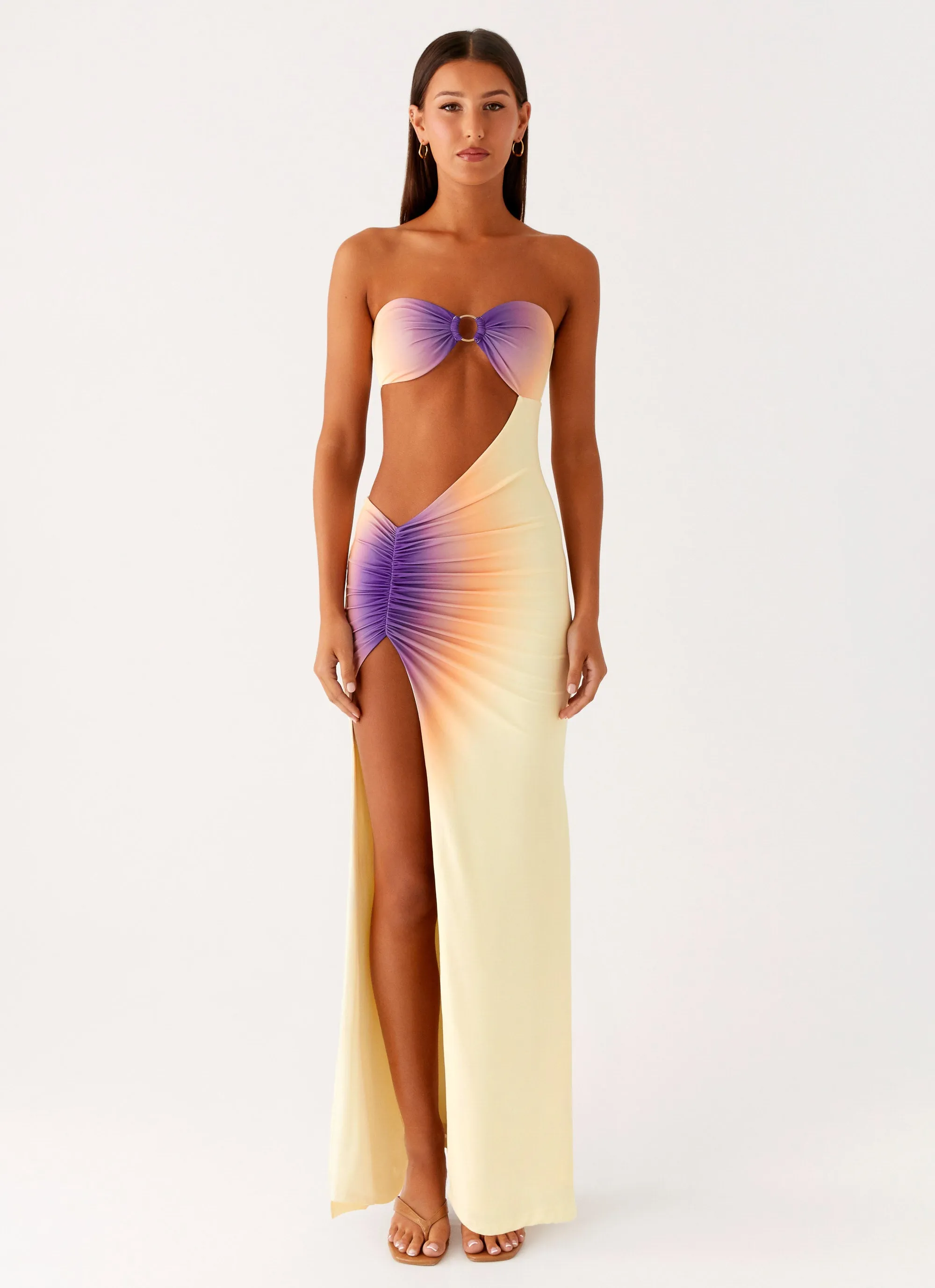 Day-To-Night Wear Bold Pattern Ellisah Ombre Maxi Dress - Sunrise Ombre