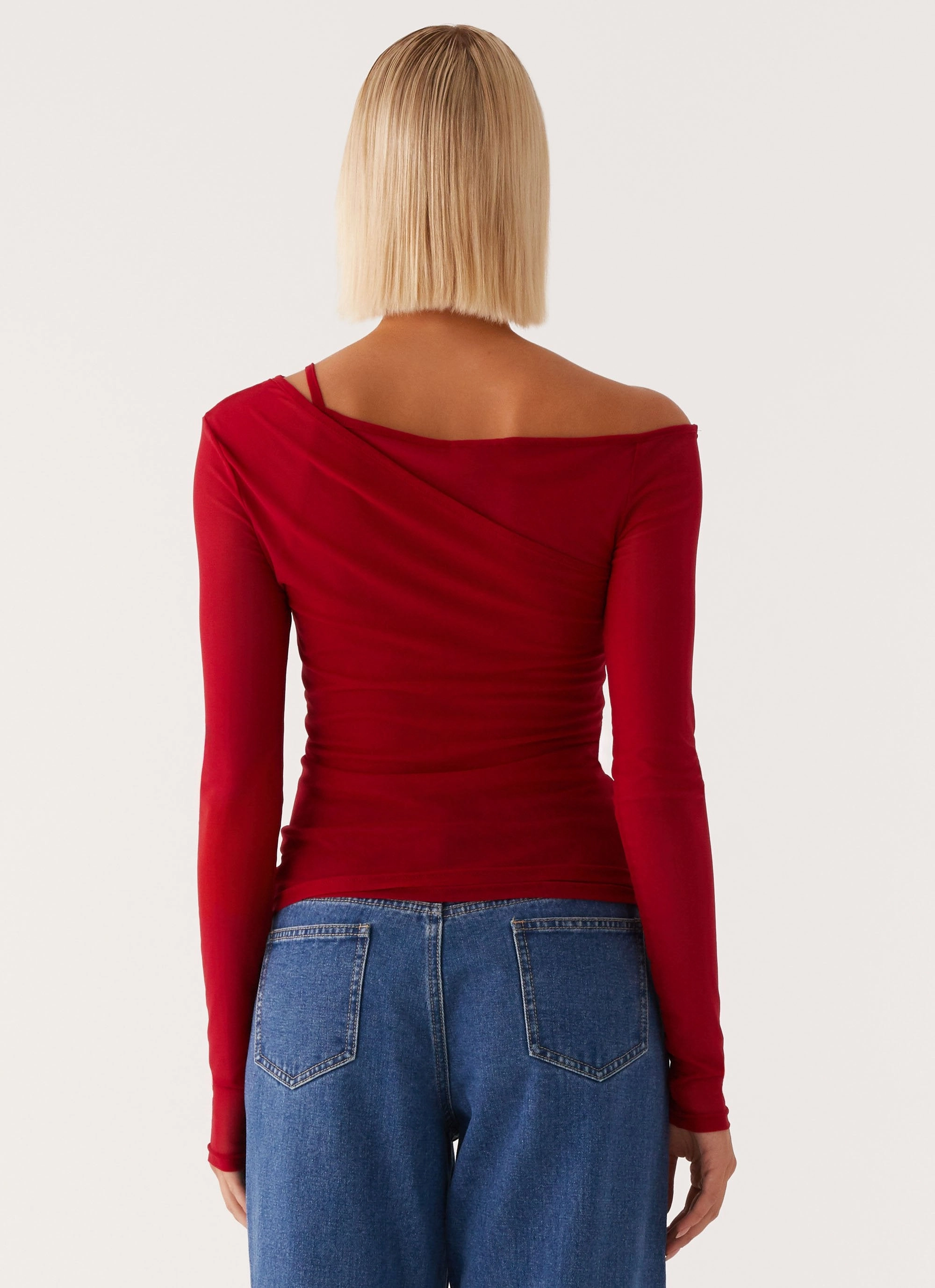 Elodie Top - Red Garment Washed Finish DoubleLayeredFabric