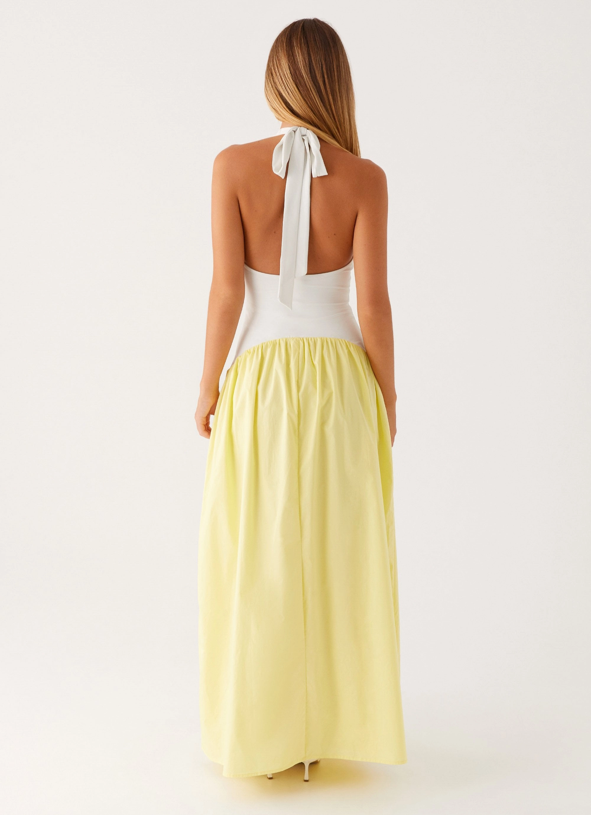 Lace-Edge Elora Maxi Dress - Yellow Spliced