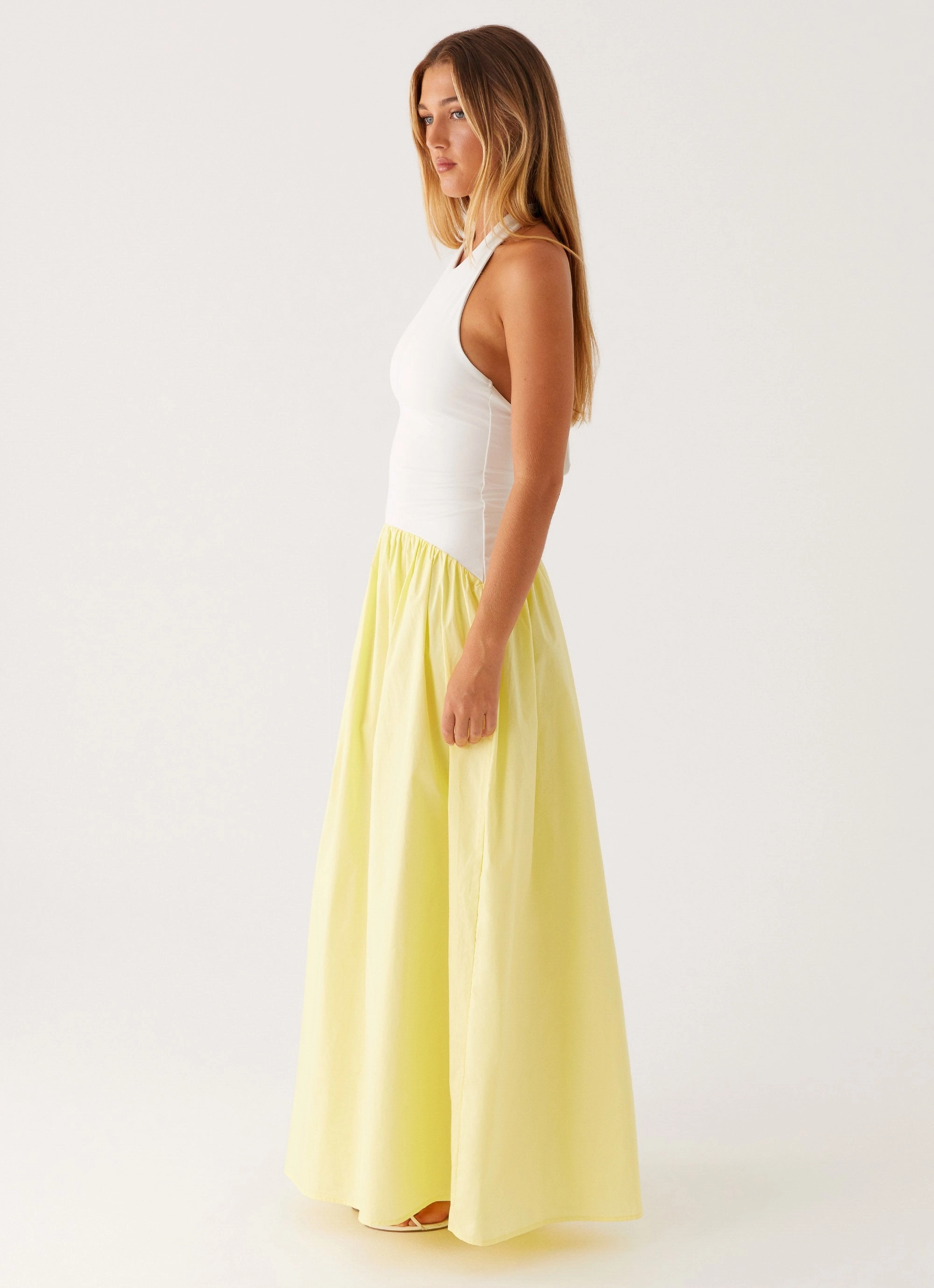 Elora Maxi Dress - Yellow Spliced Subtle Glam