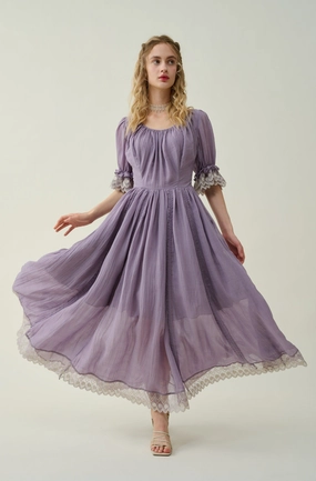 Elowen 27 | Lace Linen dress gown ( 2 way to wear ) Organic Cotton