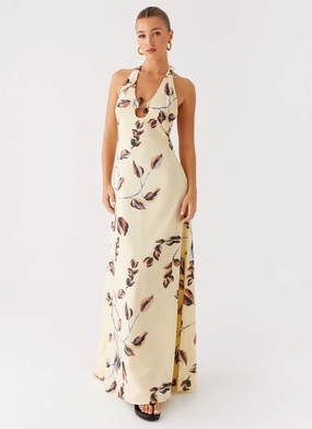 Elvina Halter Neck Maxi Dress - Buttercream Bliss MoistureWickingTechnology Calm Fit