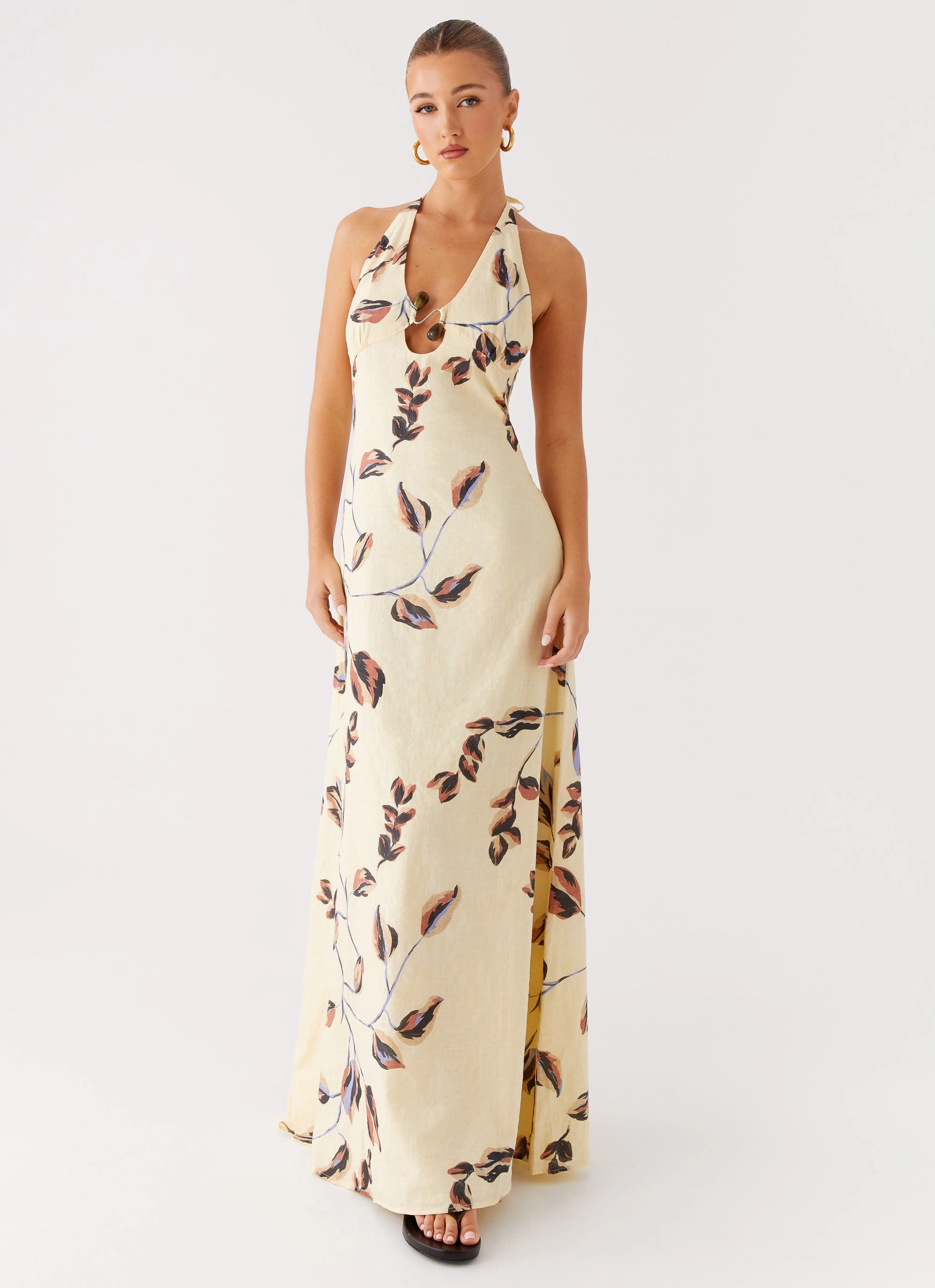 Elvina Halter Neck Maxi Dress - Buttercream Bliss MoistureWickingTechnology Calm Fit
