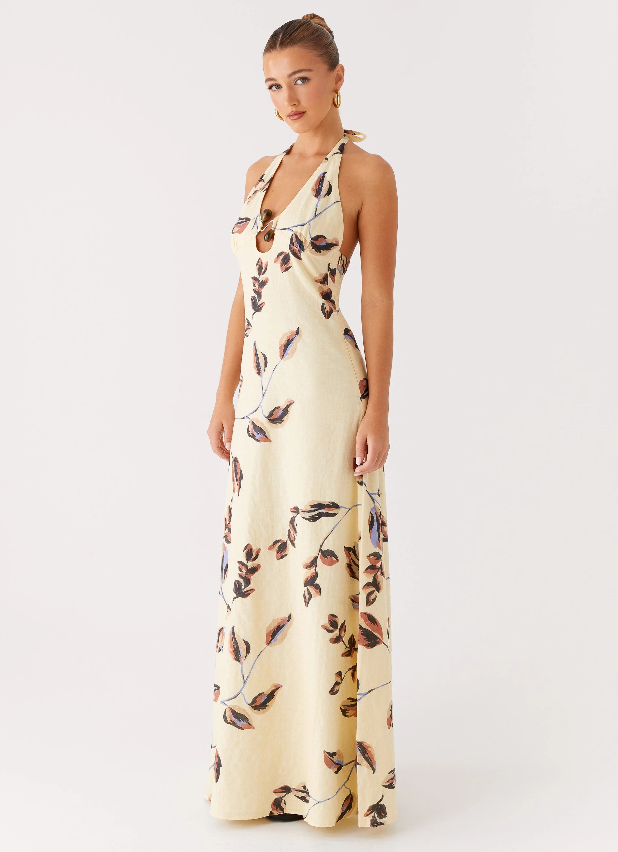 Love Glow Elvina Halter Neck Maxi Dress - Buttercream Bliss