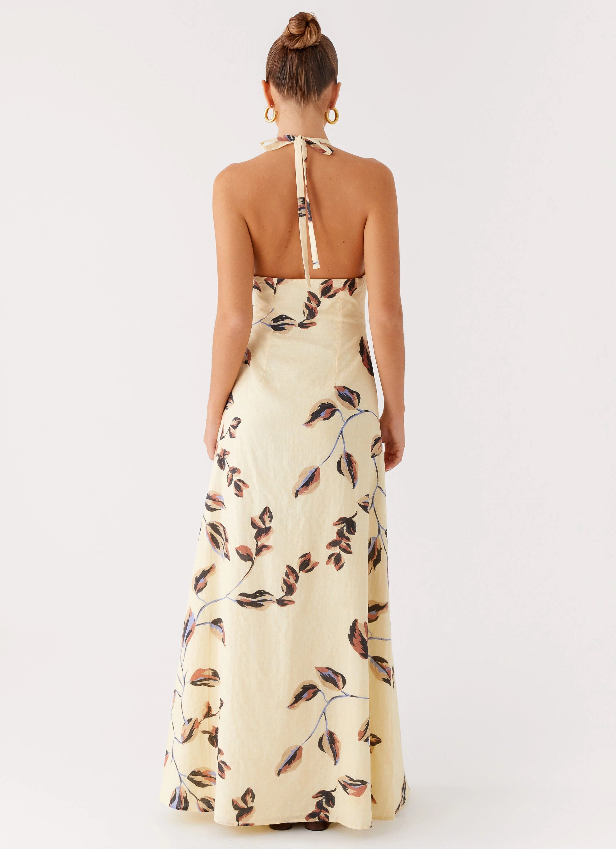Elvina Halter Neck Maxi Dress - Buttercream Bliss Smooth Texture