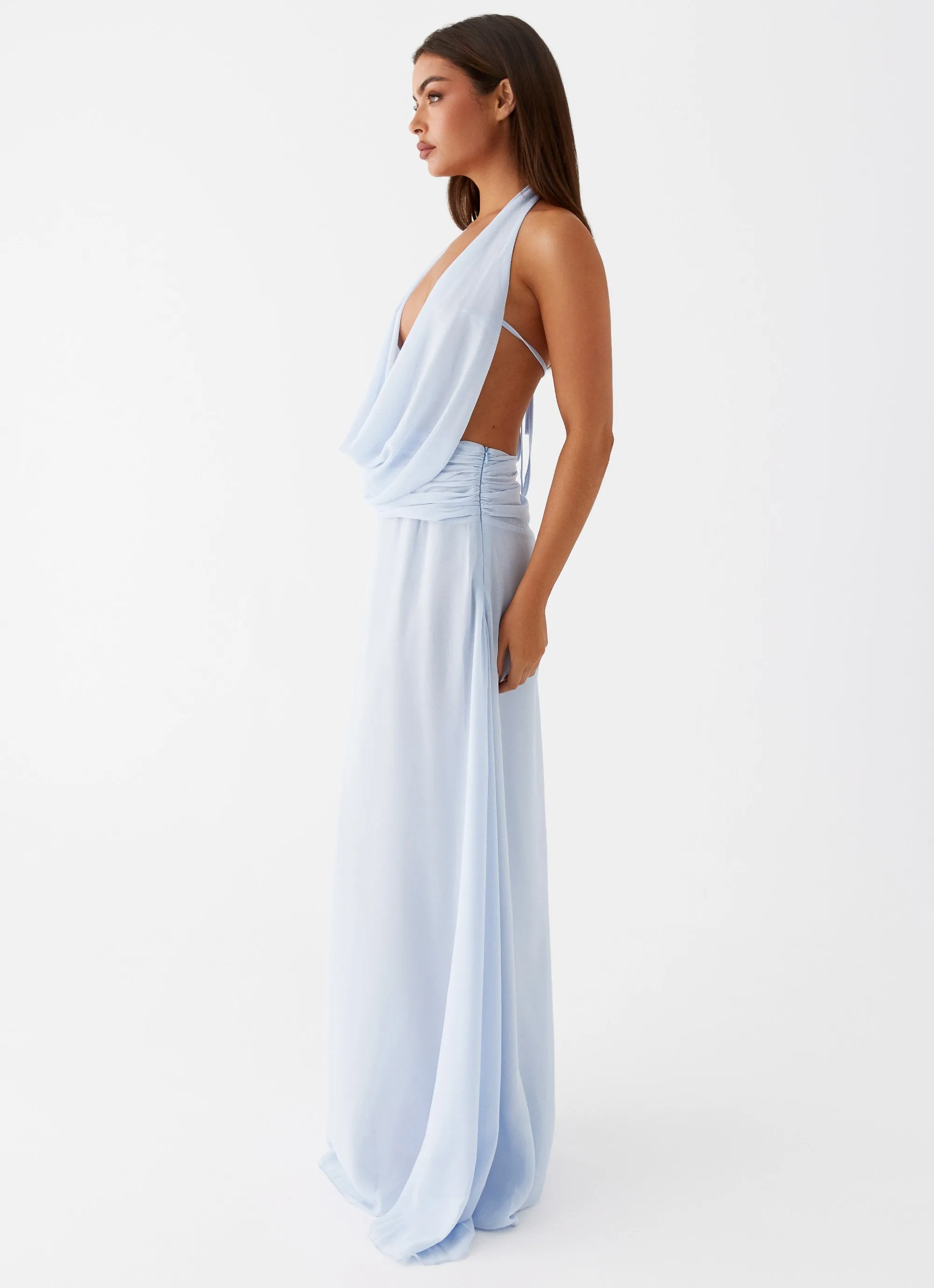 Elysia Chiffon Maxi Dress - Baby Blue Easy-Storage Flattering Silhouette Wear