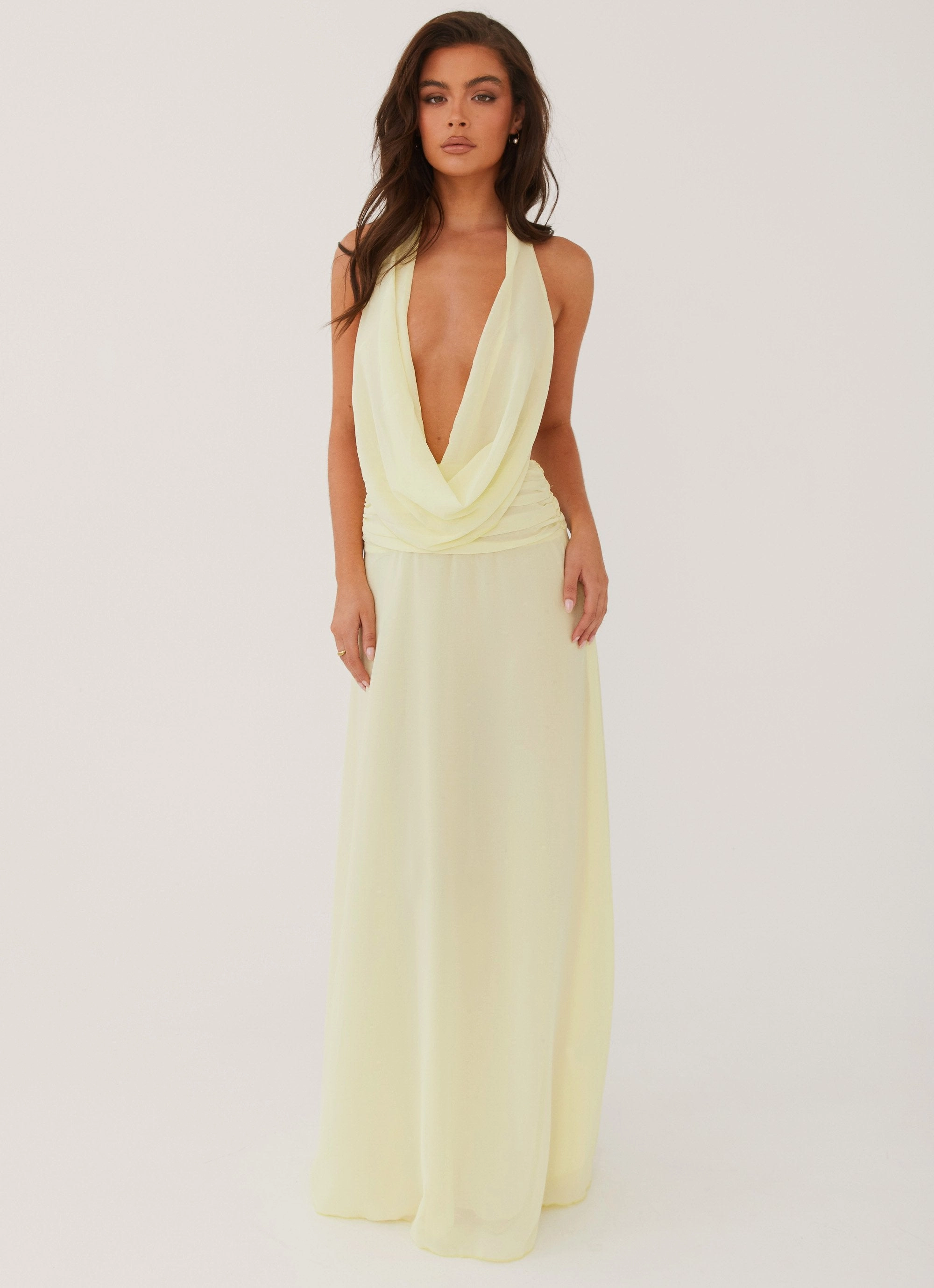 Elysia Chiffon Maxi Dress - Lemon Comfortable Design Wear