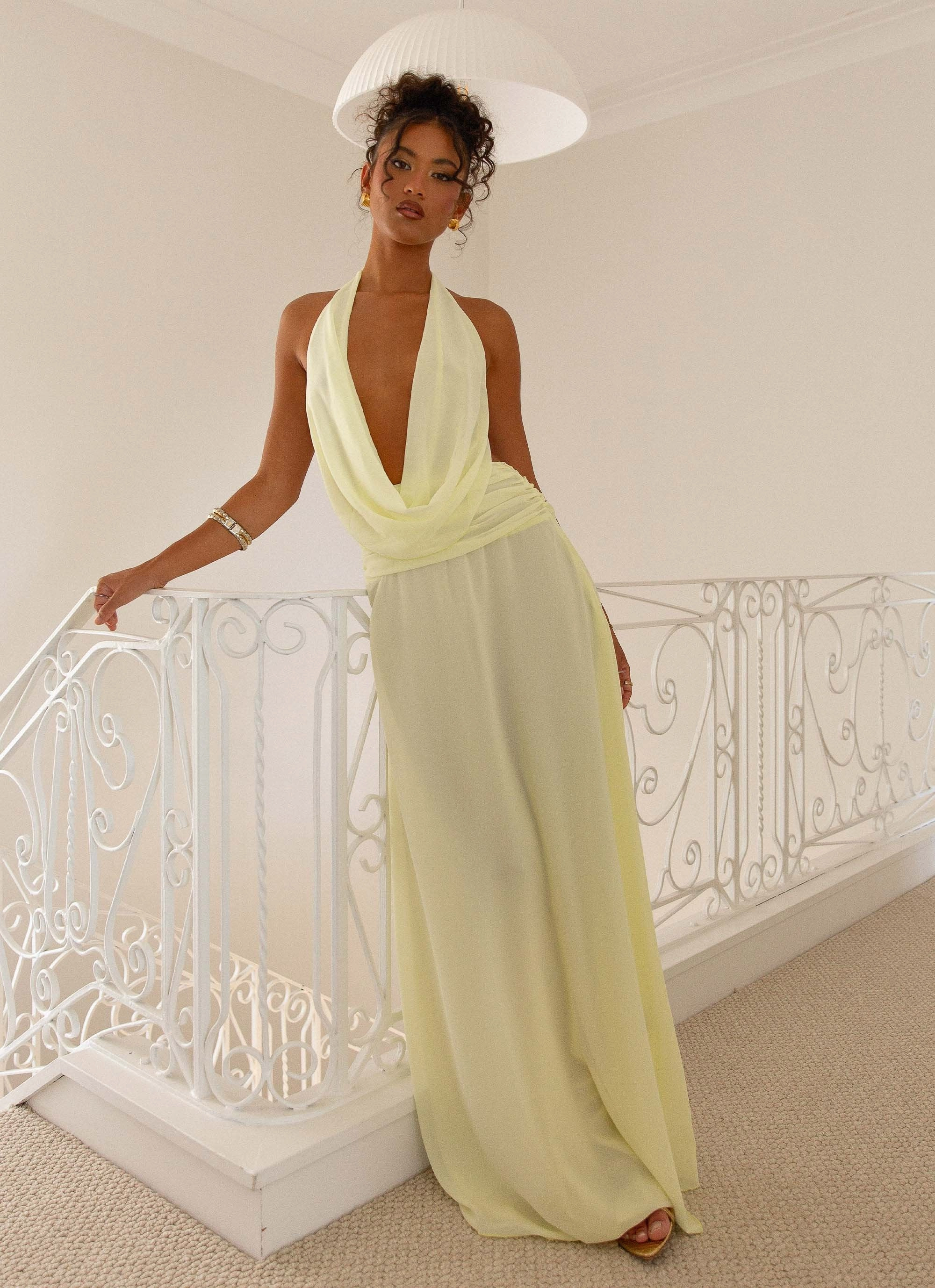 Elysia Chiffon Maxi Dress - Lemon Travel Edge