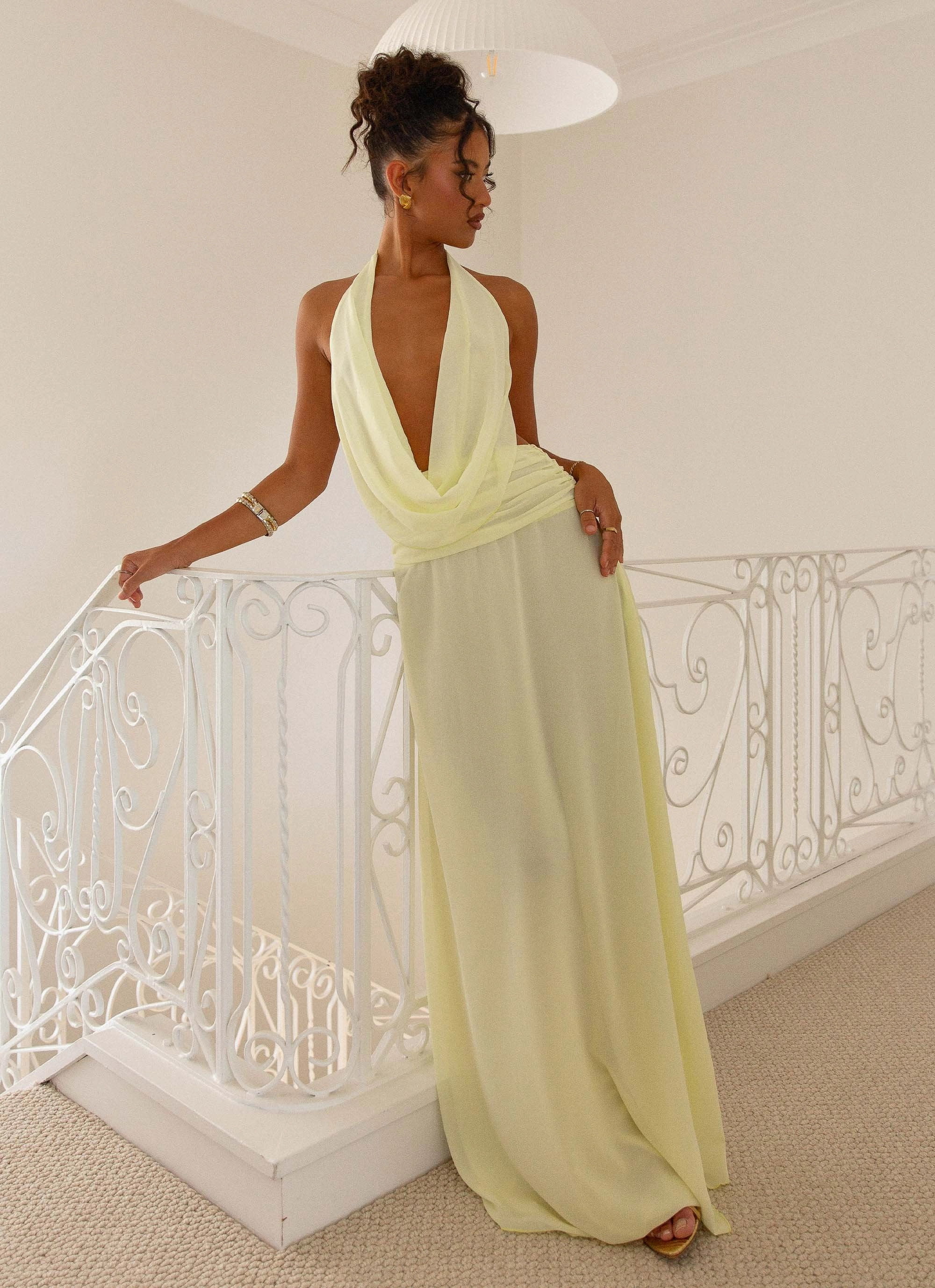 Simple Flow All Time Elysia Chiffon Maxi Dress - Lemon