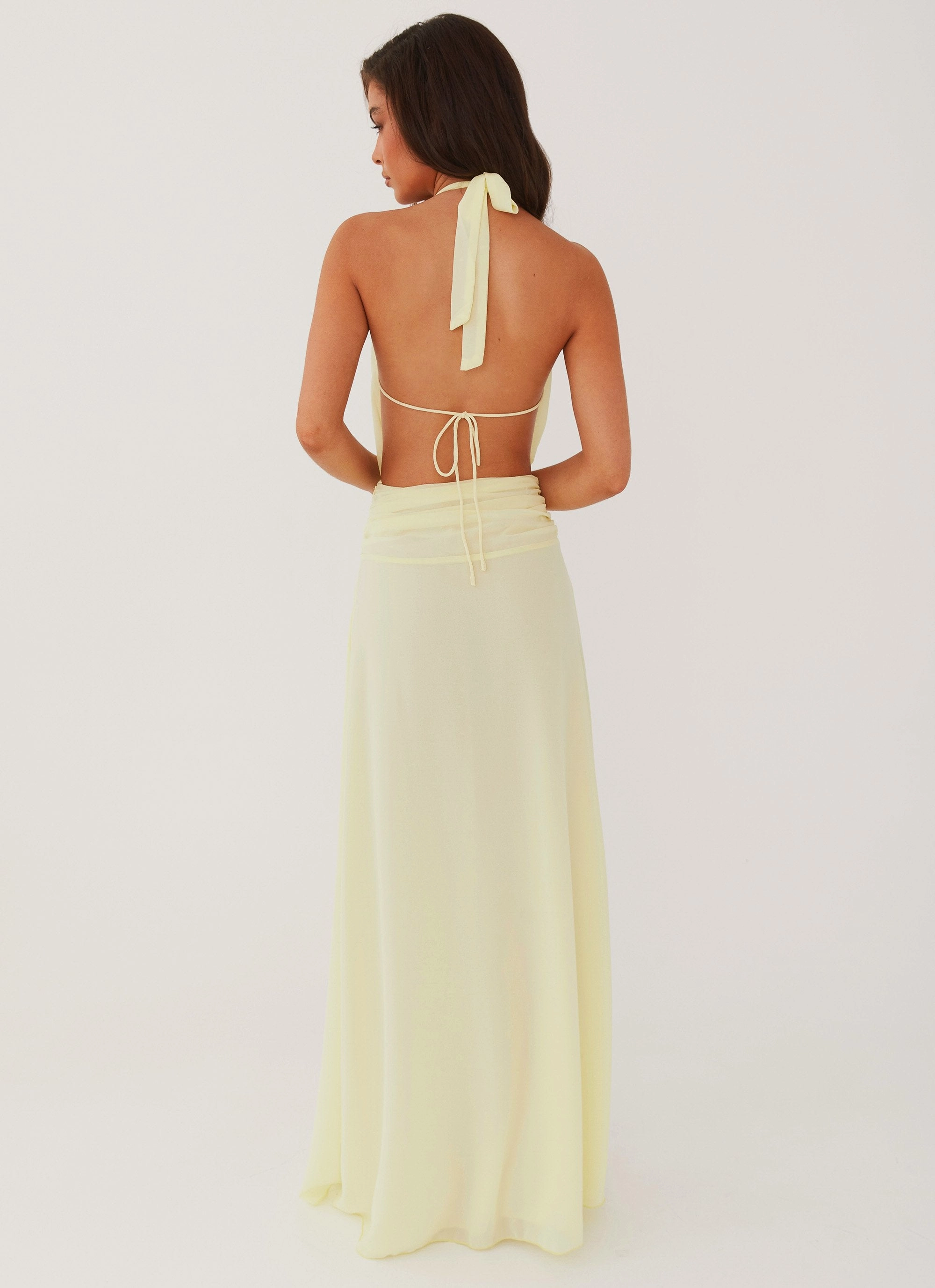 Classic Comfort Fresh Texture Elysia Chiffon Maxi Dress - Lemon
