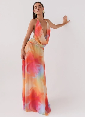 everyday elegance Art Event Elysia Chiffon Maxi Dress - Rainbow