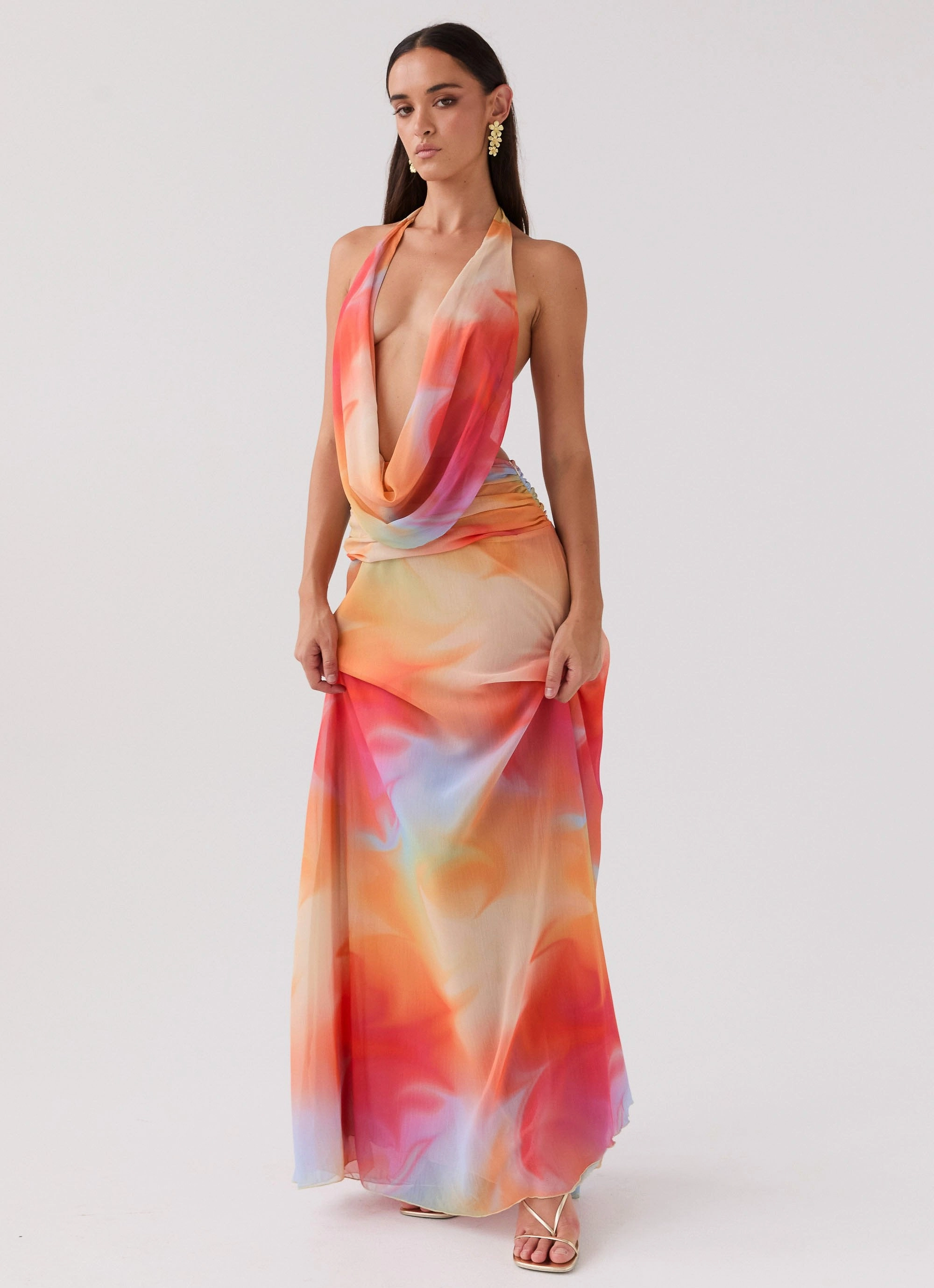 Smart Lines Elysia Chiffon Maxi Dress - Rainbow