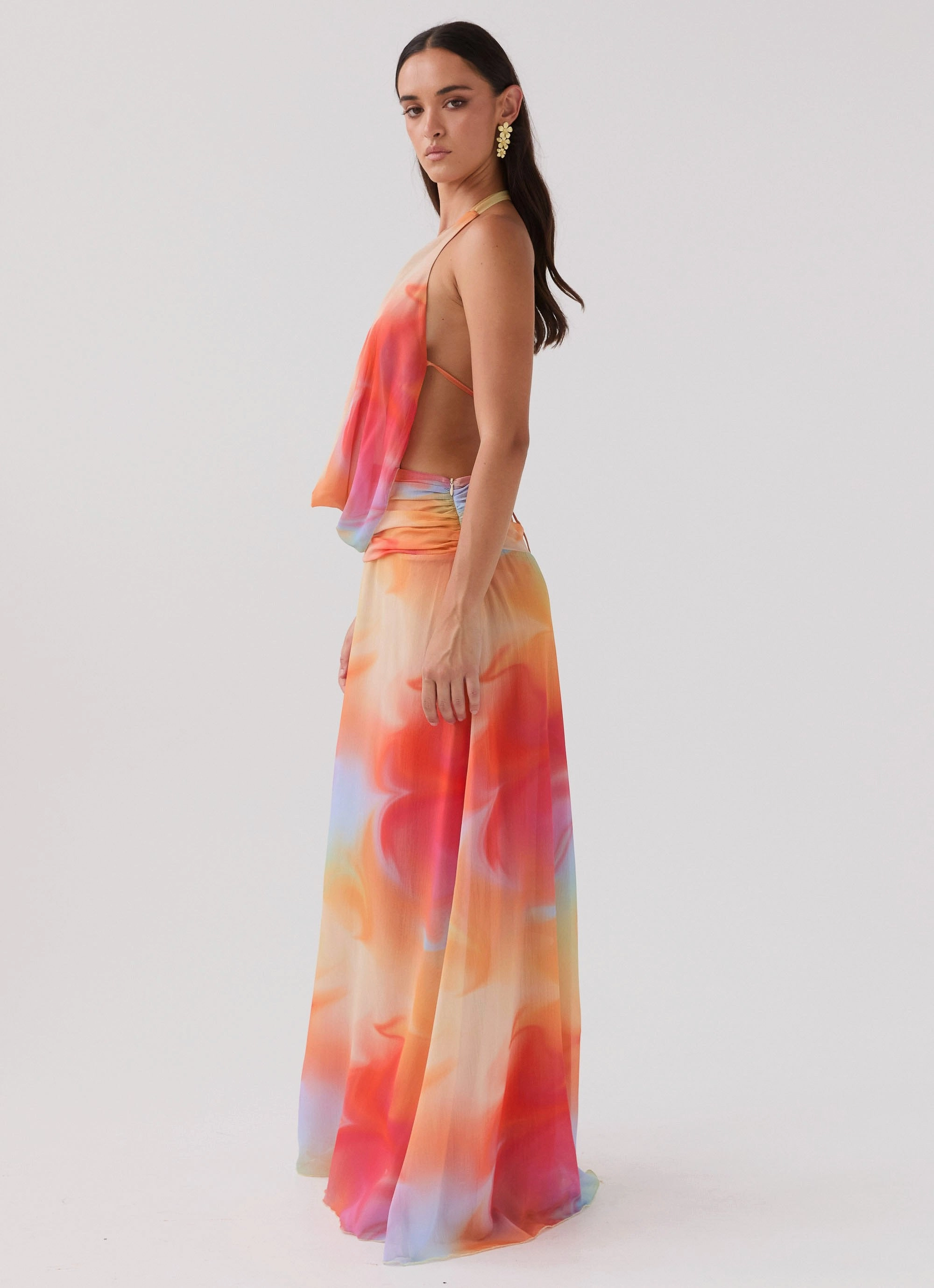 Elysia Chiffon Maxi Dress - Rainbow All Gender