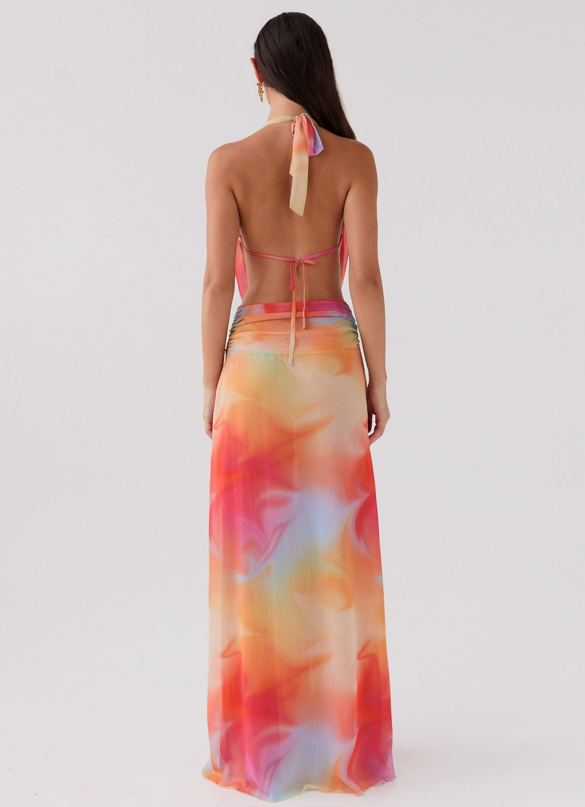 Elysia Chiffon Maxi Dress - Rainbow Relaxed Style Classic Line