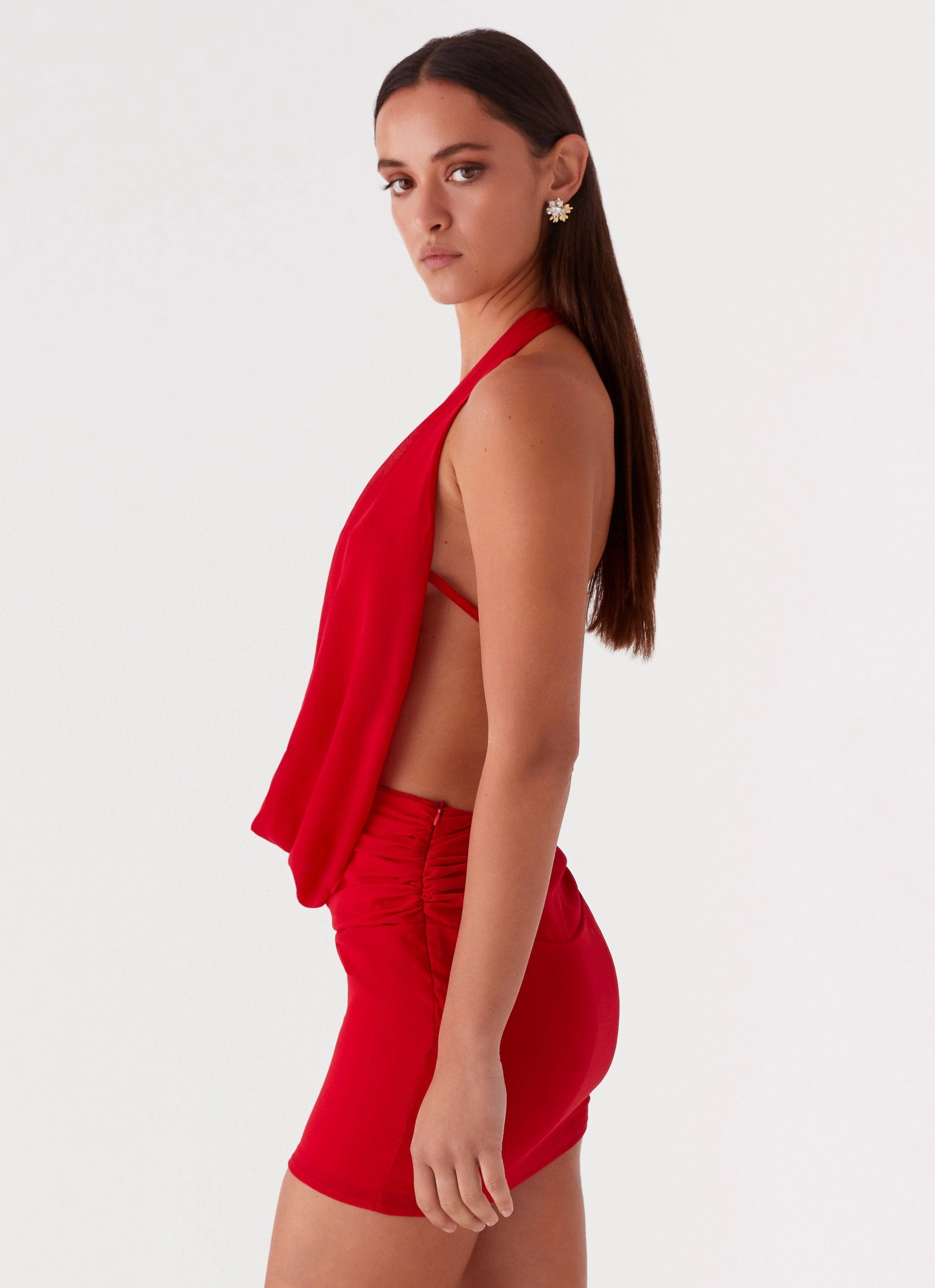 Elysia Chiffon Mini Dress - Red ReinforcedHem