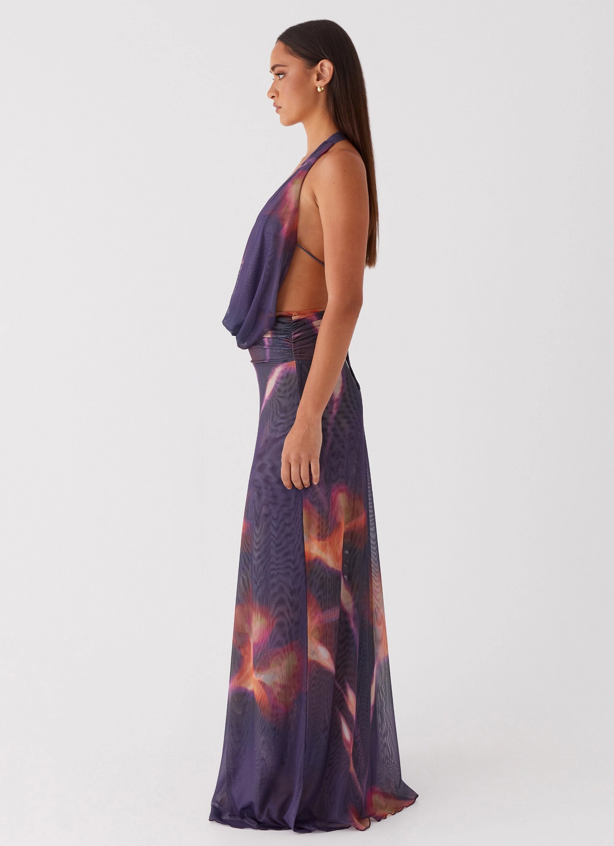 Clean Chic Elysia Mesh Maxi Dress - Midnight Bloom
