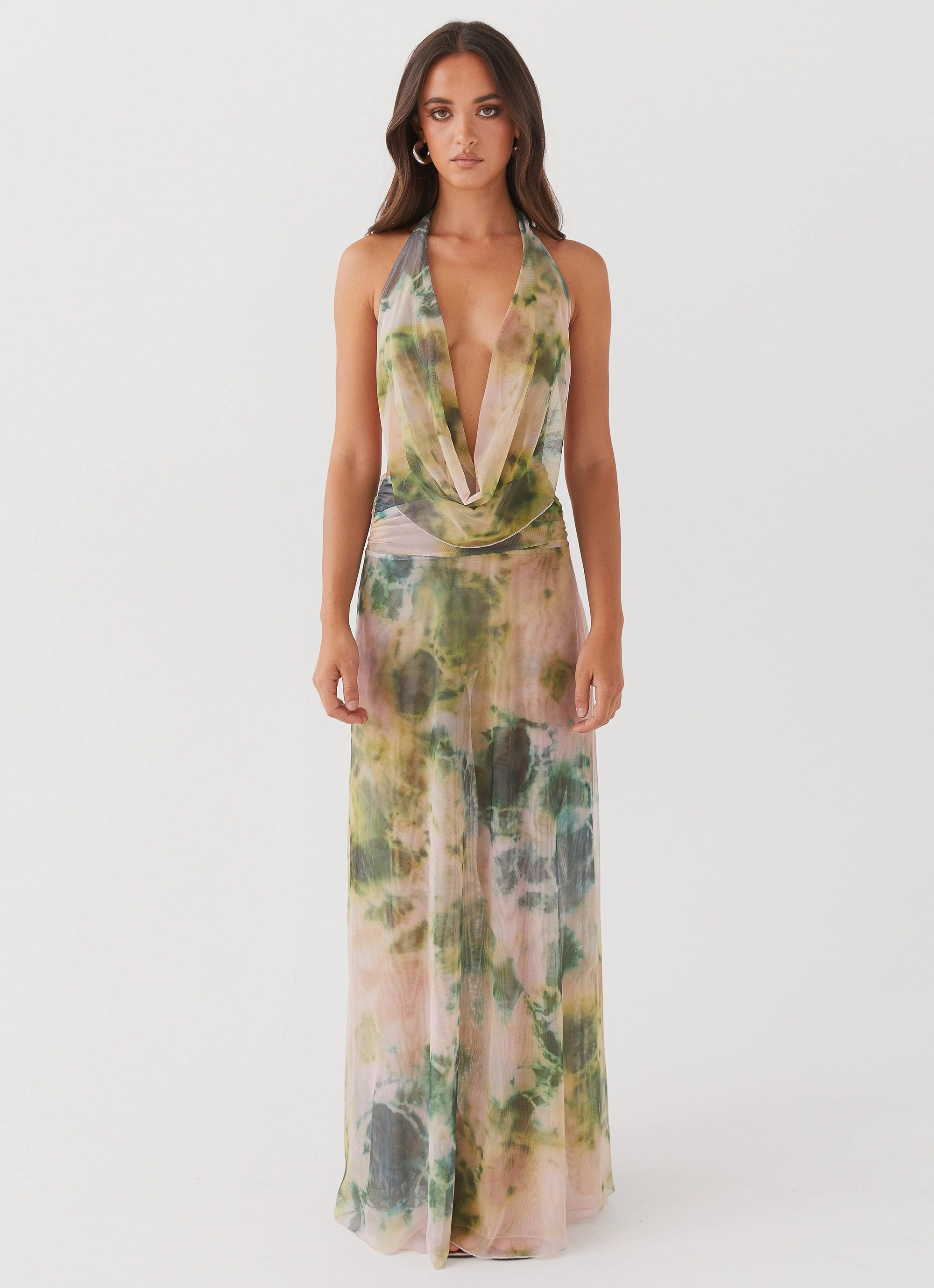 Elysia Mesh Maxi Dress - Rainforest Comfortable Wear Tailored Piece
