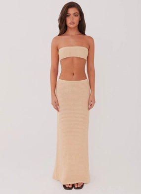 Emaline Knit Maxi Skirt - Beige Modern Comfort