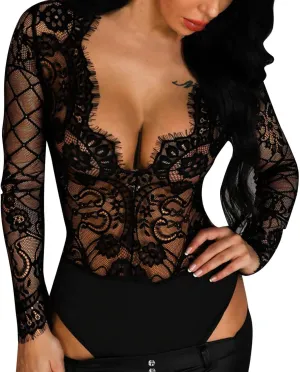 Embroidered Corset Lingerie for Women Lace Skimpy Teddy Romper Sexiest Lingerie for Women for Sex Slutty Lingerie