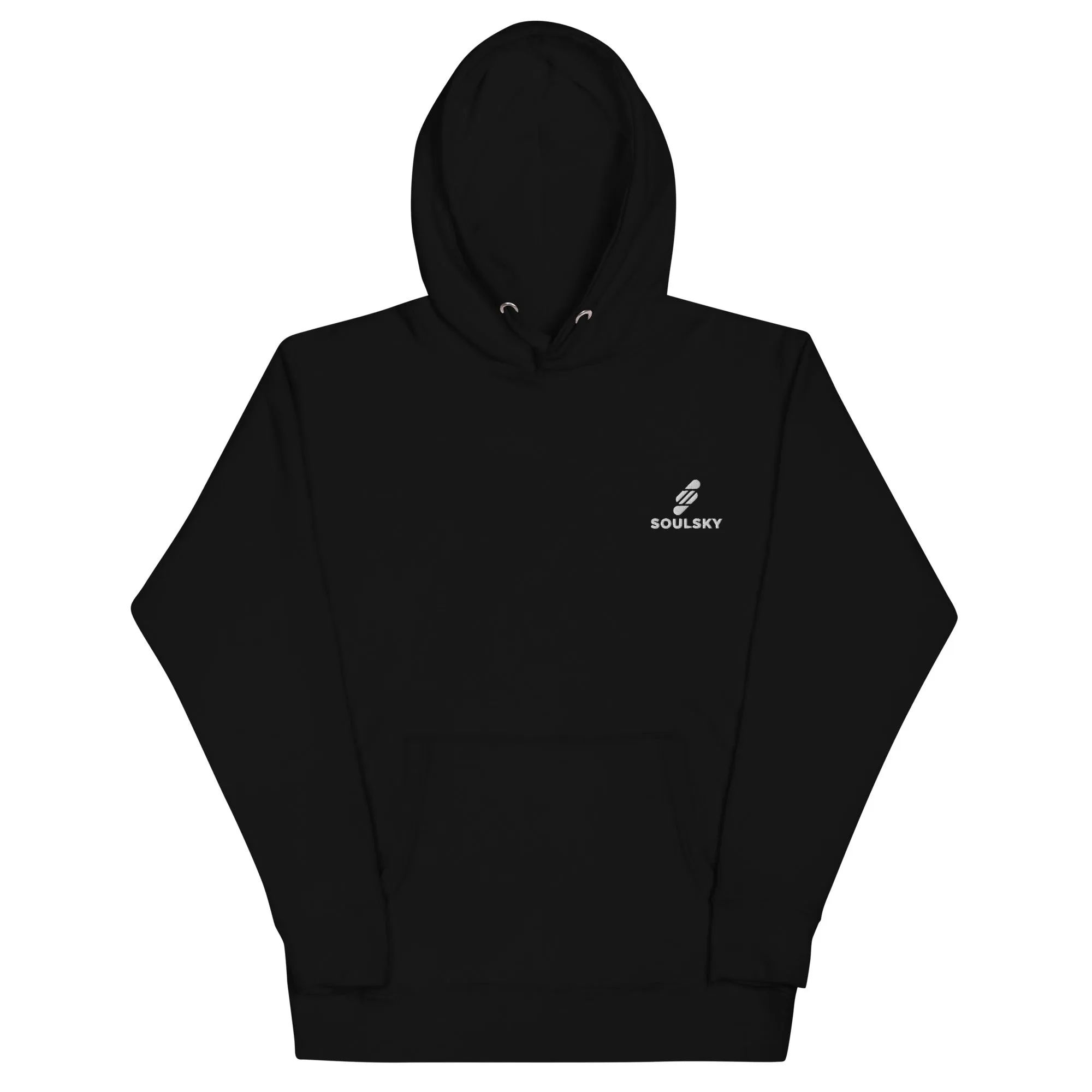 Embroidered Logo Popover Hoodie - Black