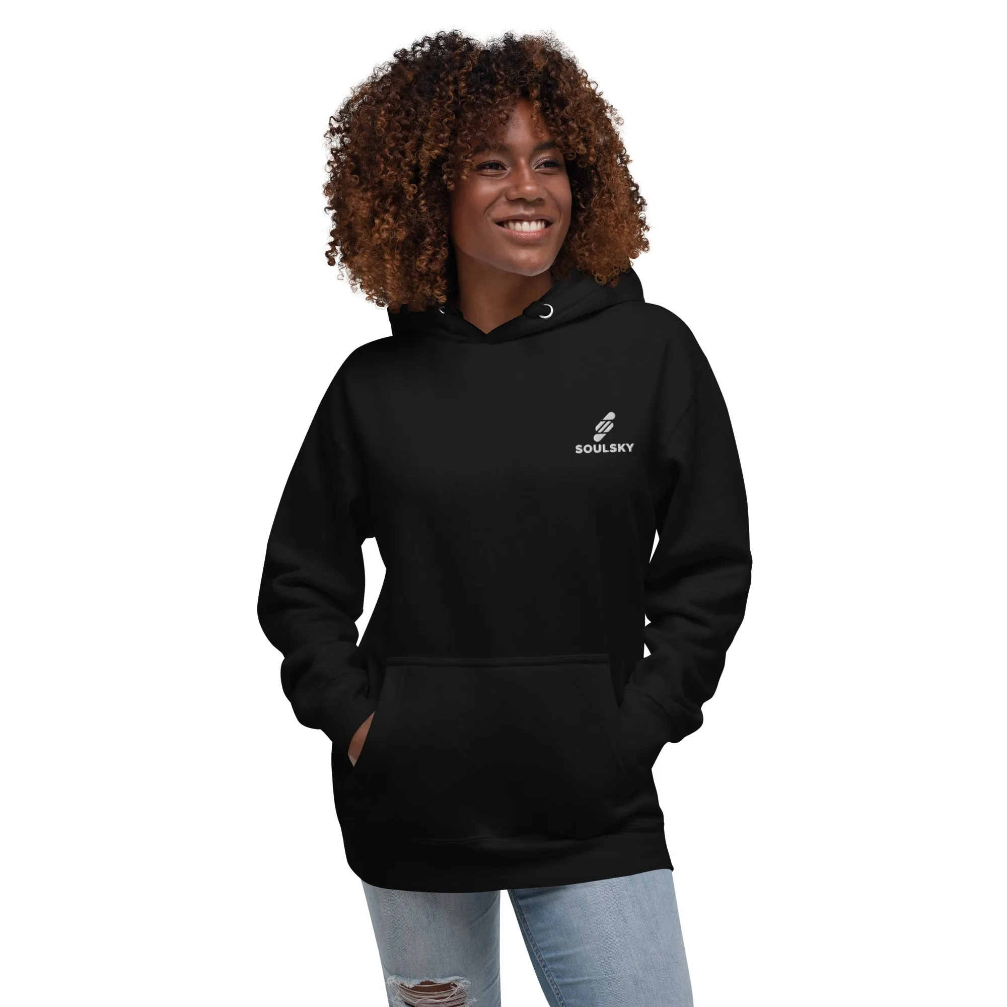 Embroidered Logo Popover Hoodie - Black