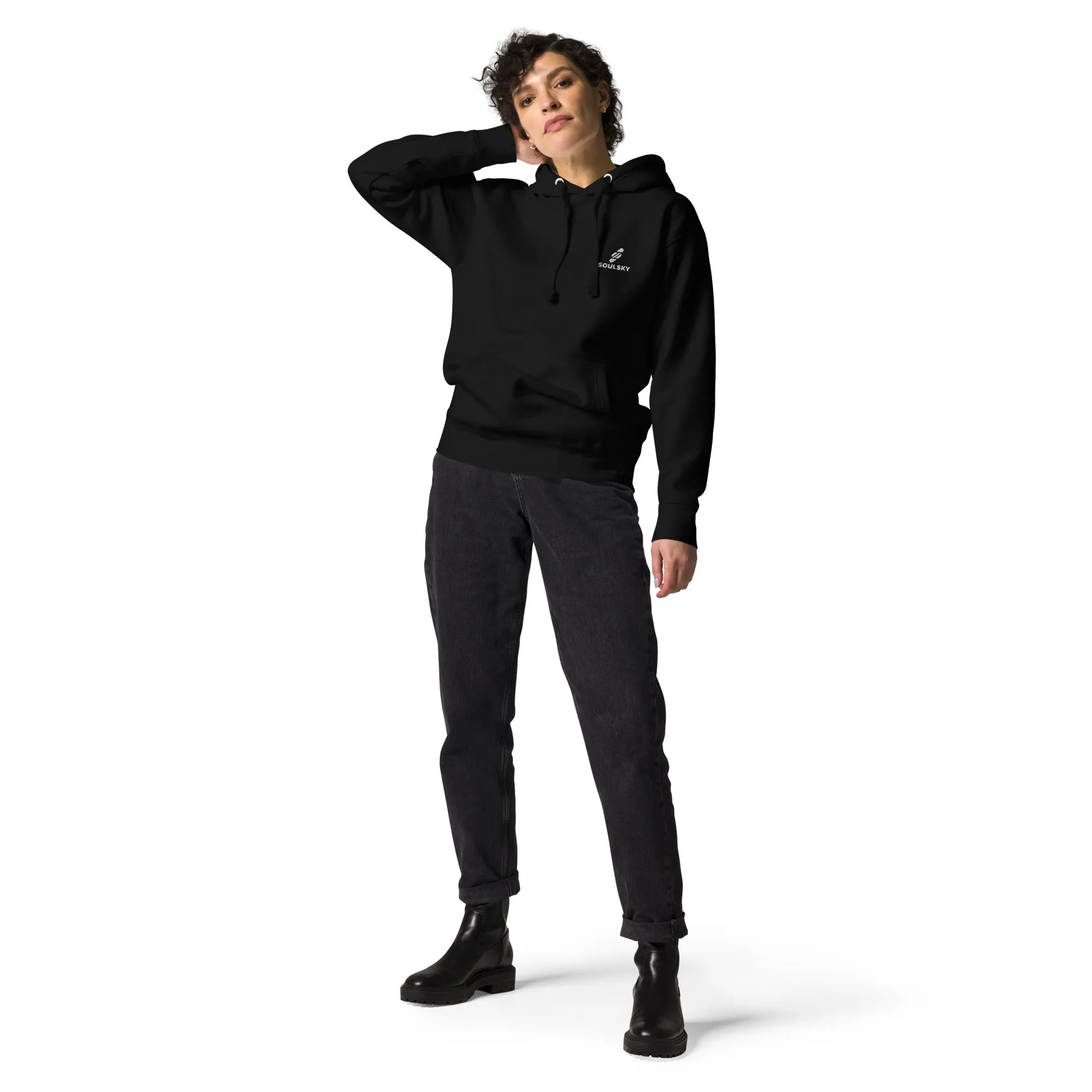 Embroidered Logo Popover Hoodie - Black
