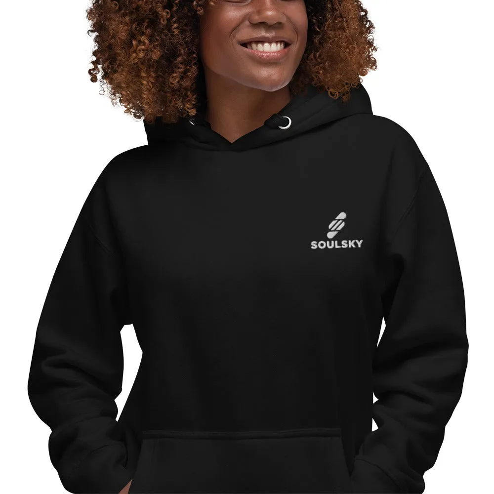 Embroidered Logo Popover Hoodie - Black