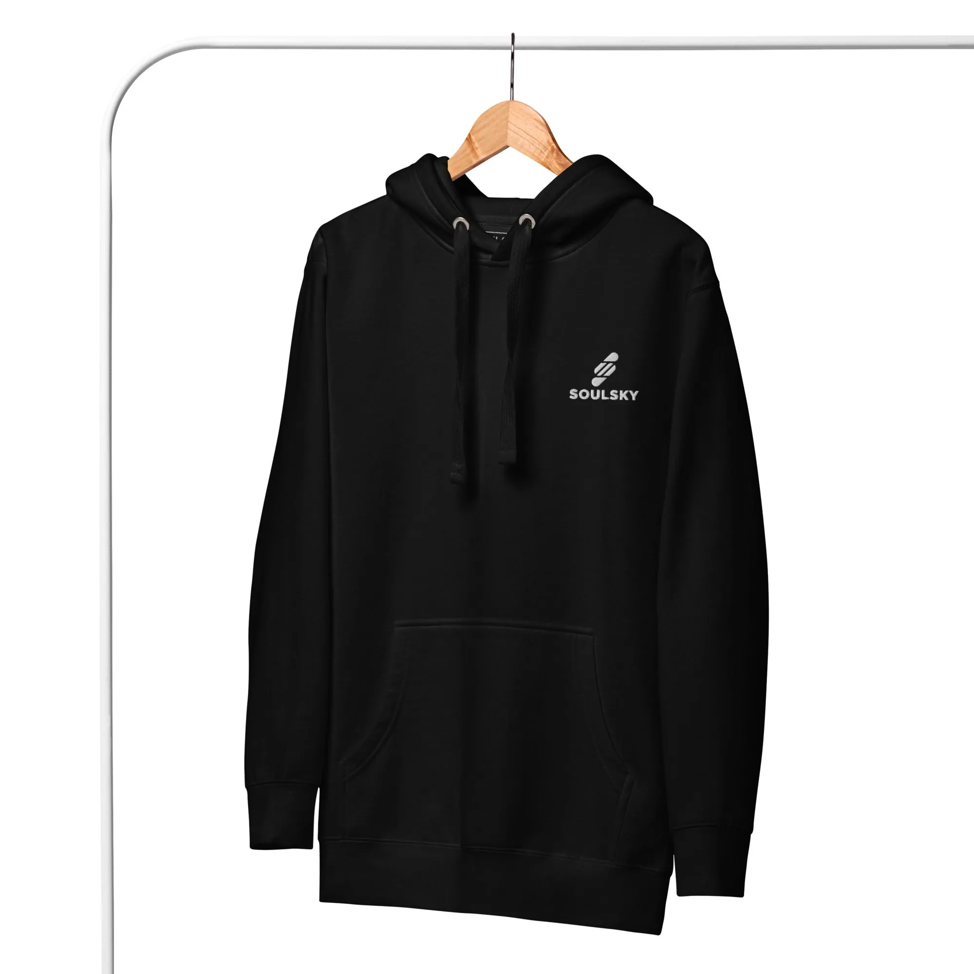 Embroidered Logo Popover Hoodie - Black