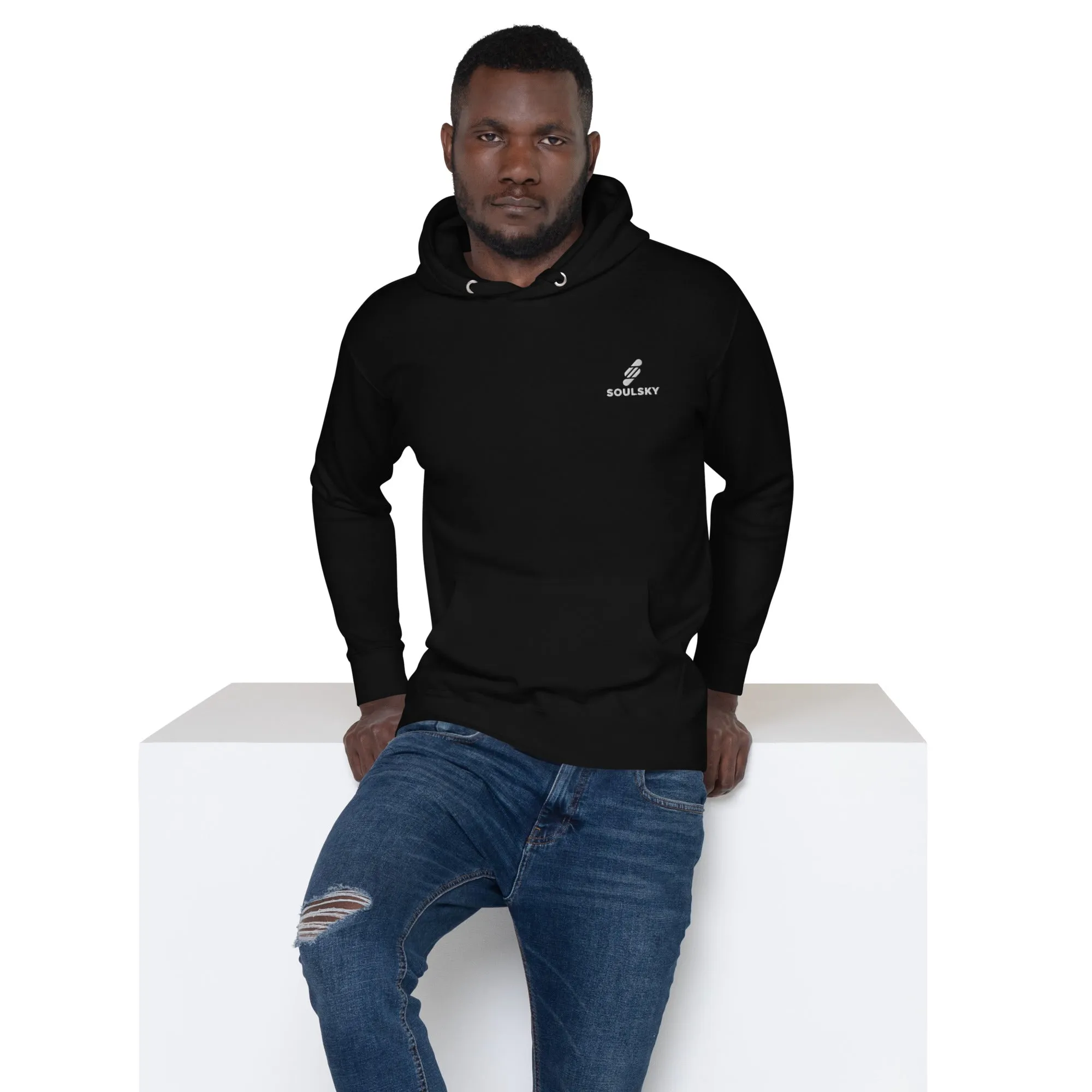 Embroidered Logo Popover Hoodie - Black