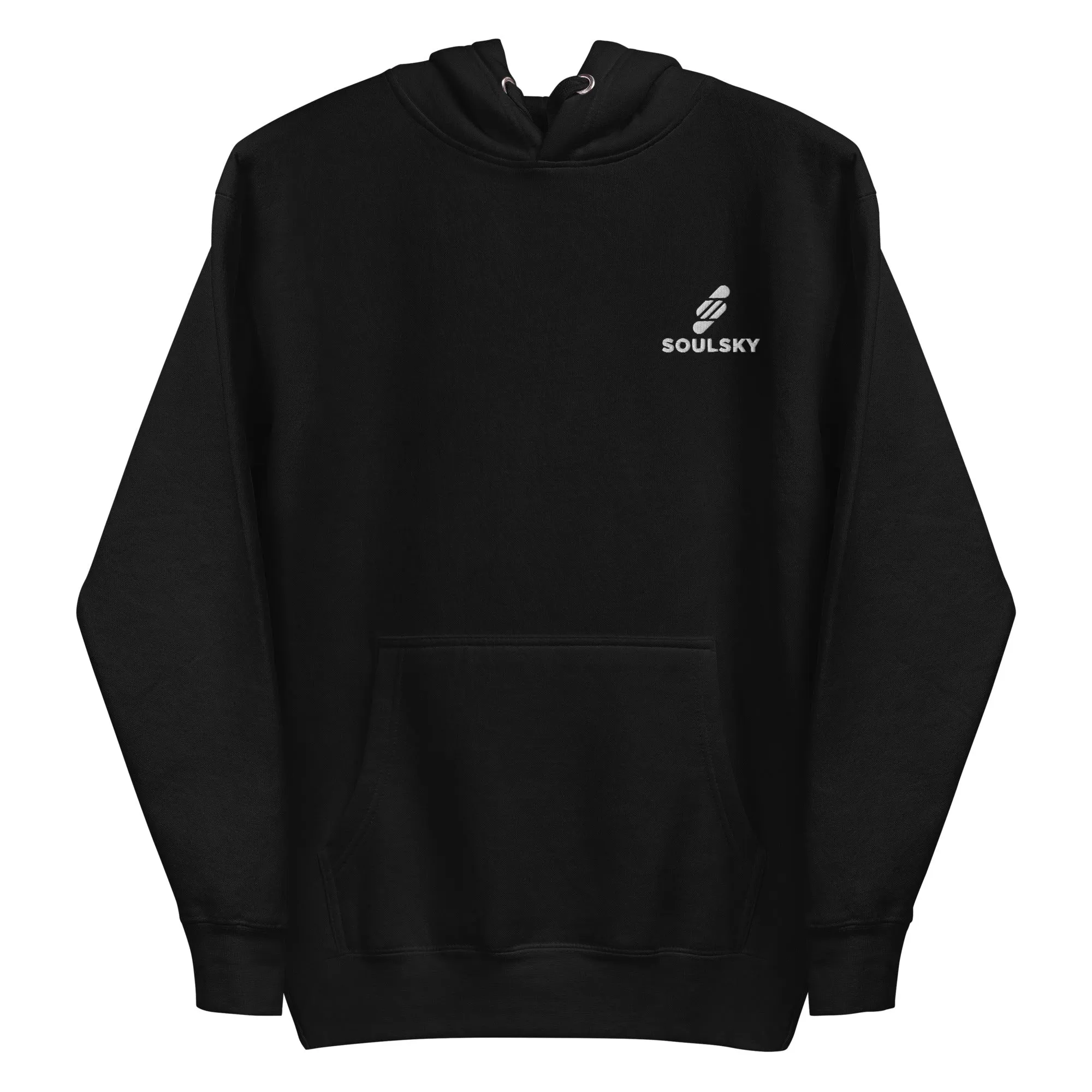 Embroidered Logo Popover Hoodie - Black