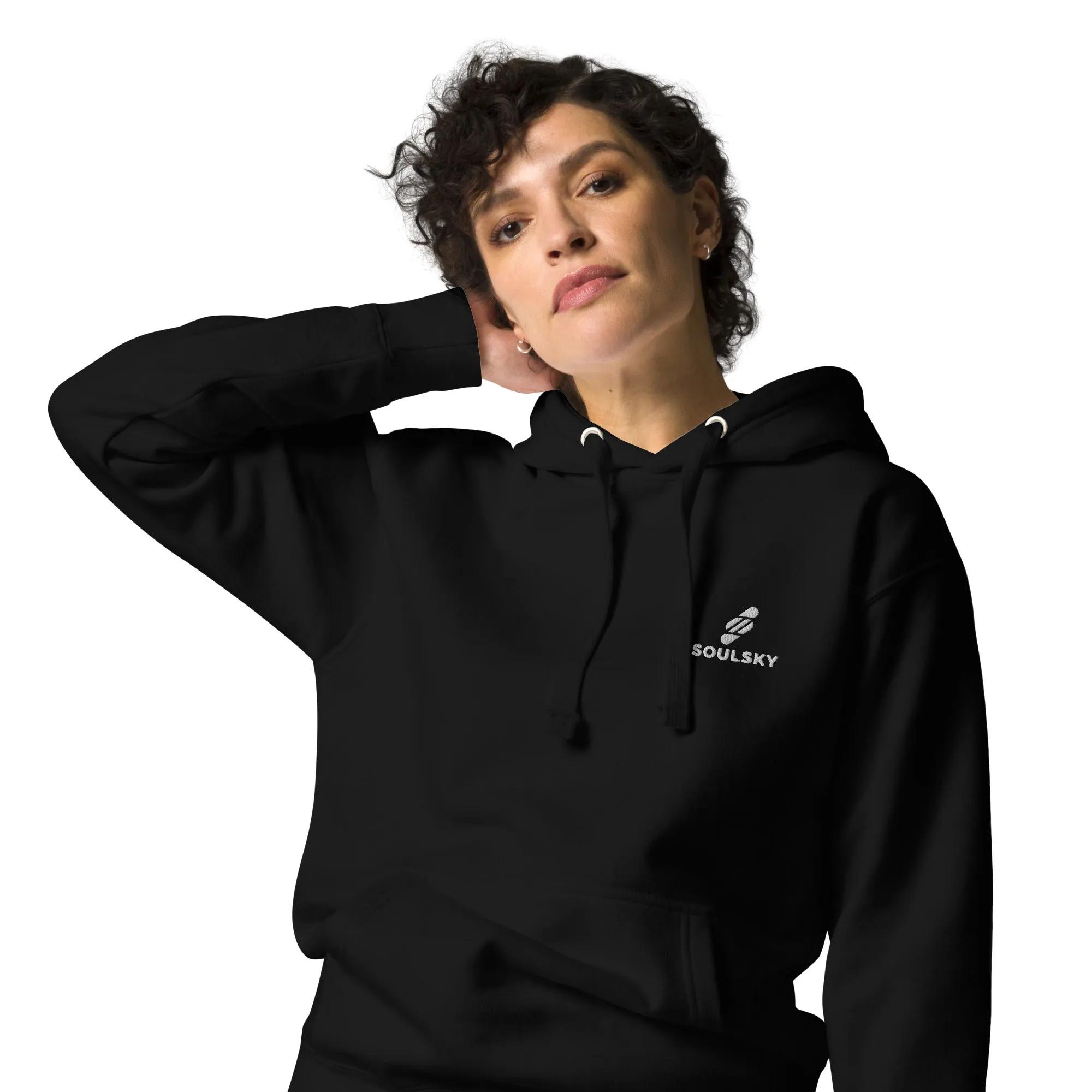 Embroidered Logo Popover Hoodie - Black