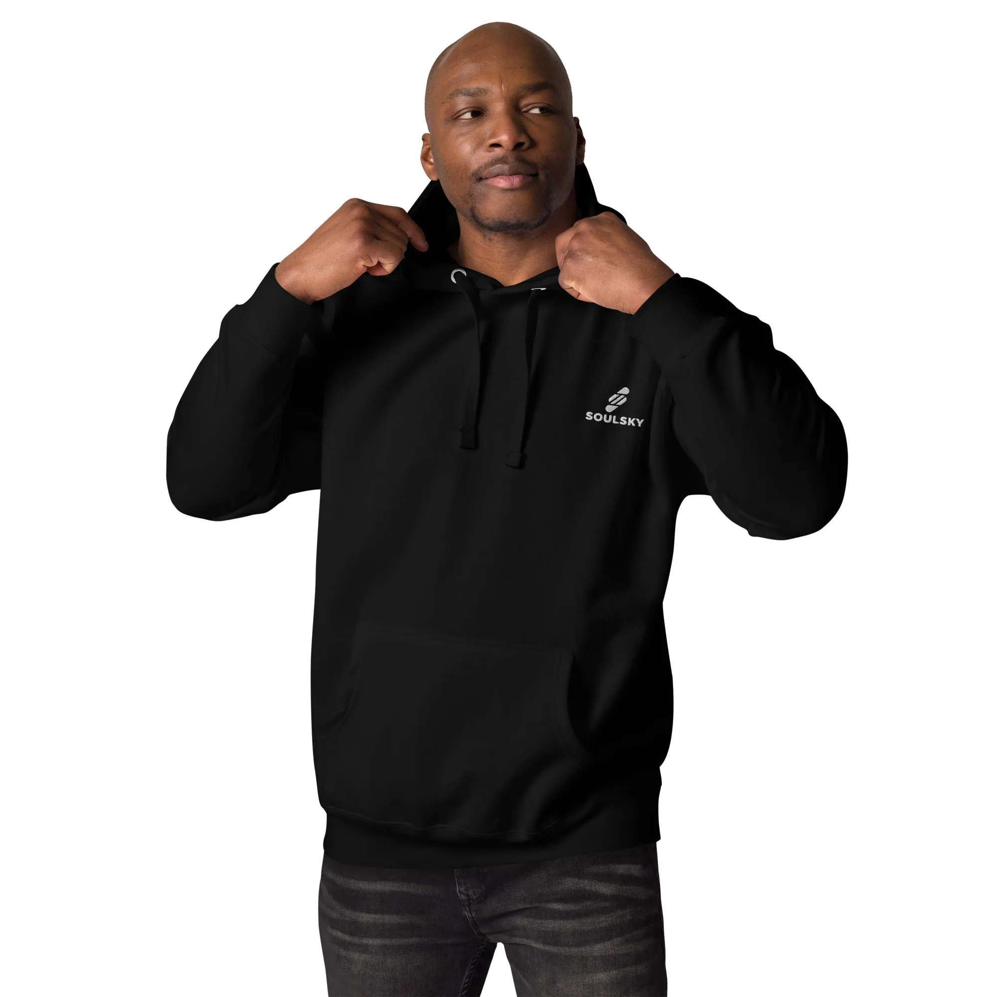 Embroidered Logo Popover Hoodie - Black