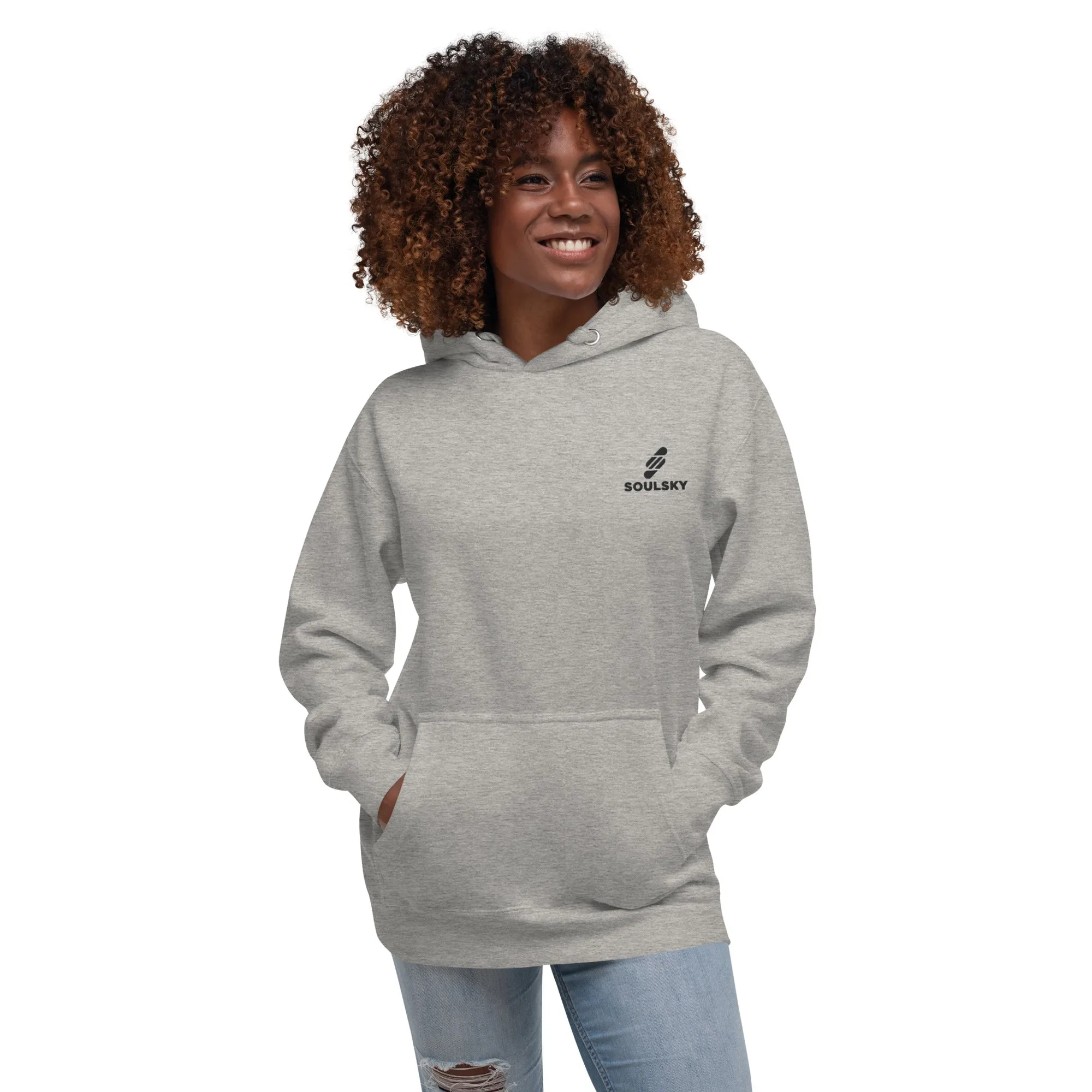 Embroidered Logo Popover Hoodie - Light Gray