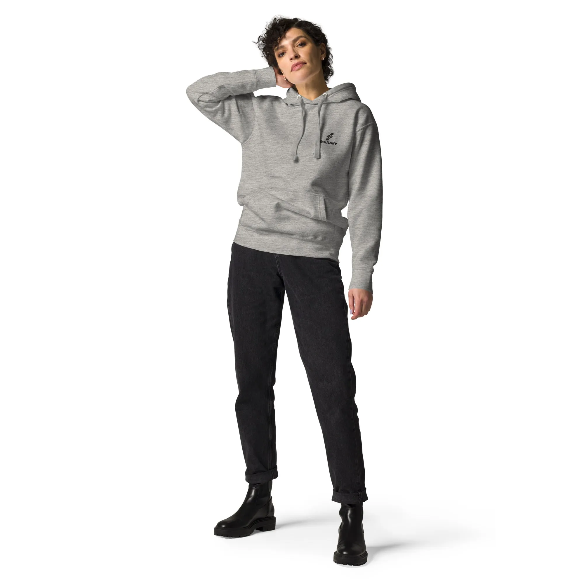 Embroidered Logo Popover Hoodie - Light Gray