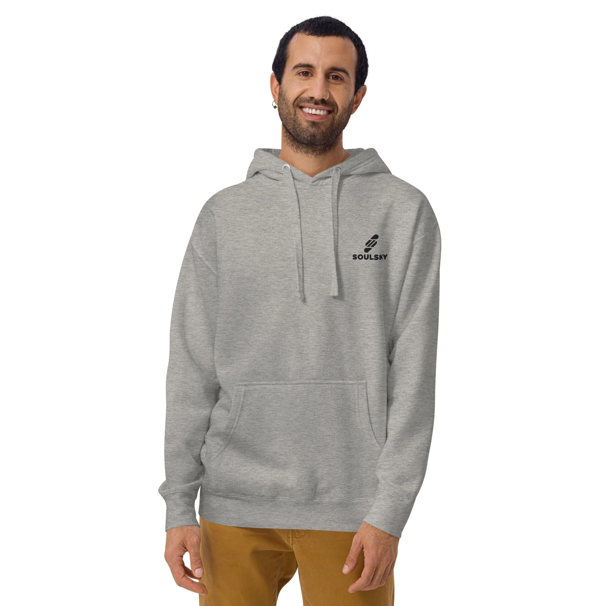 Embroidered Logo Popover Hoodie - Light Gray