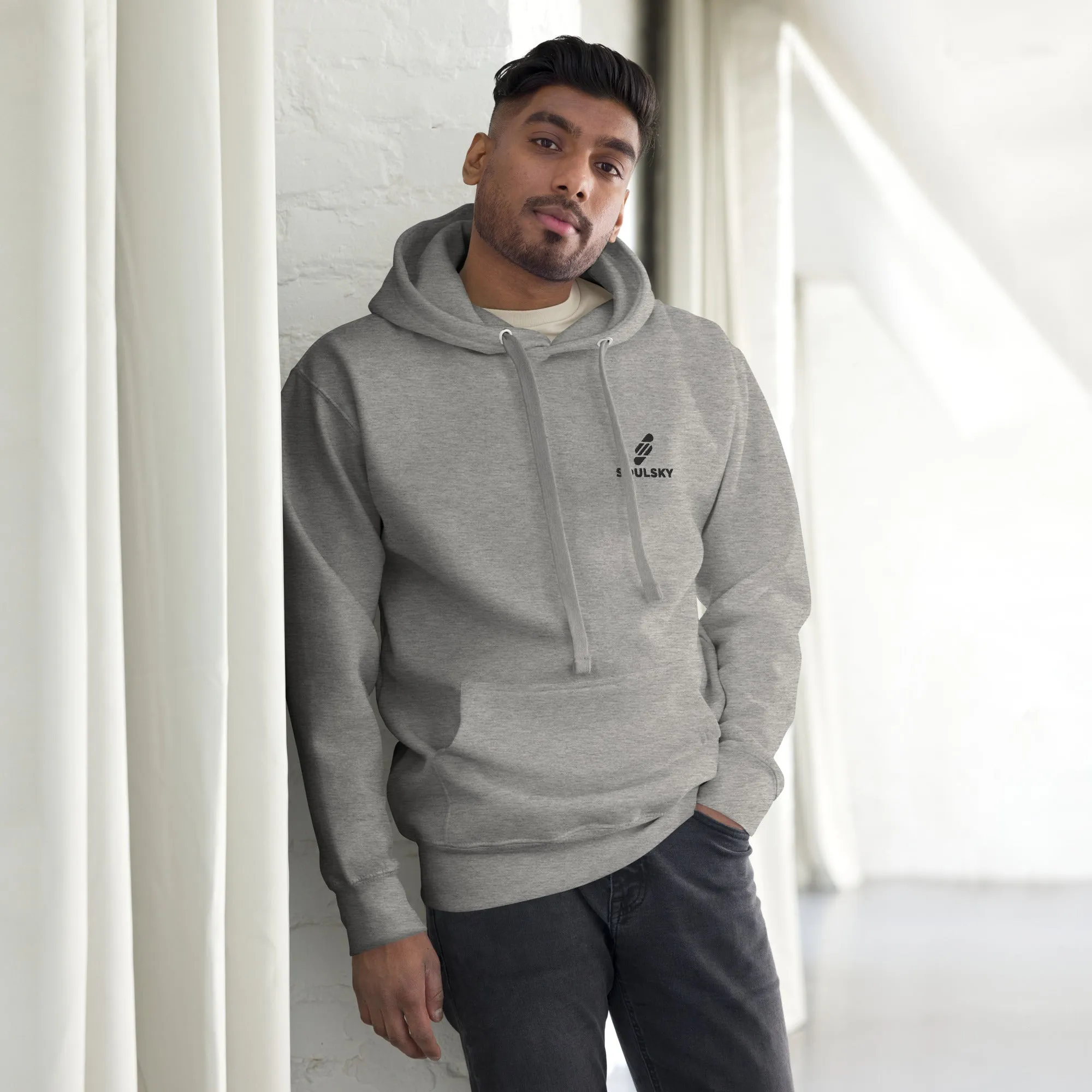 Embroidered Logo Popover Hoodie - Light Gray